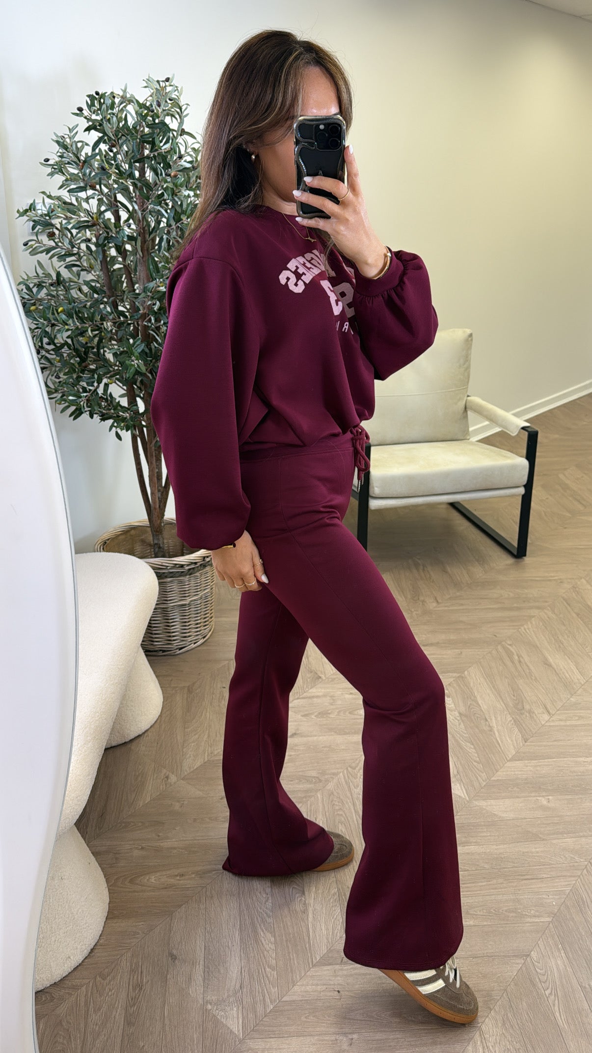 1983 CALIFORNIA burgundy flare lounge set