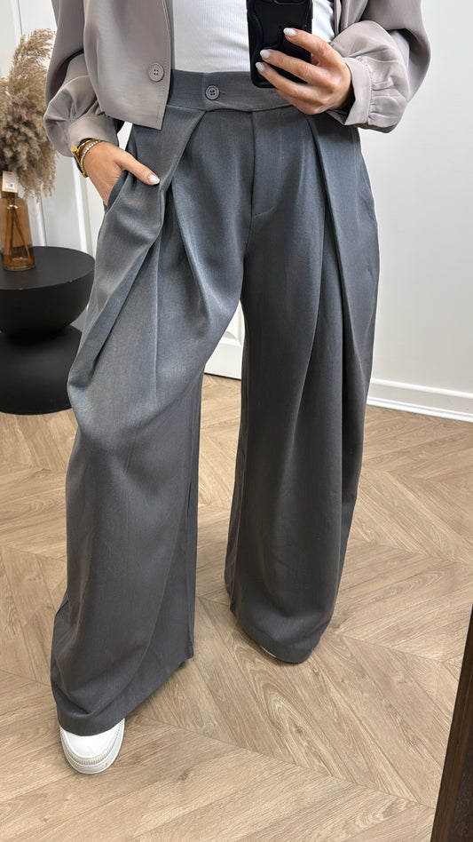 TANYA grey flowing trousers with stretchy waistband