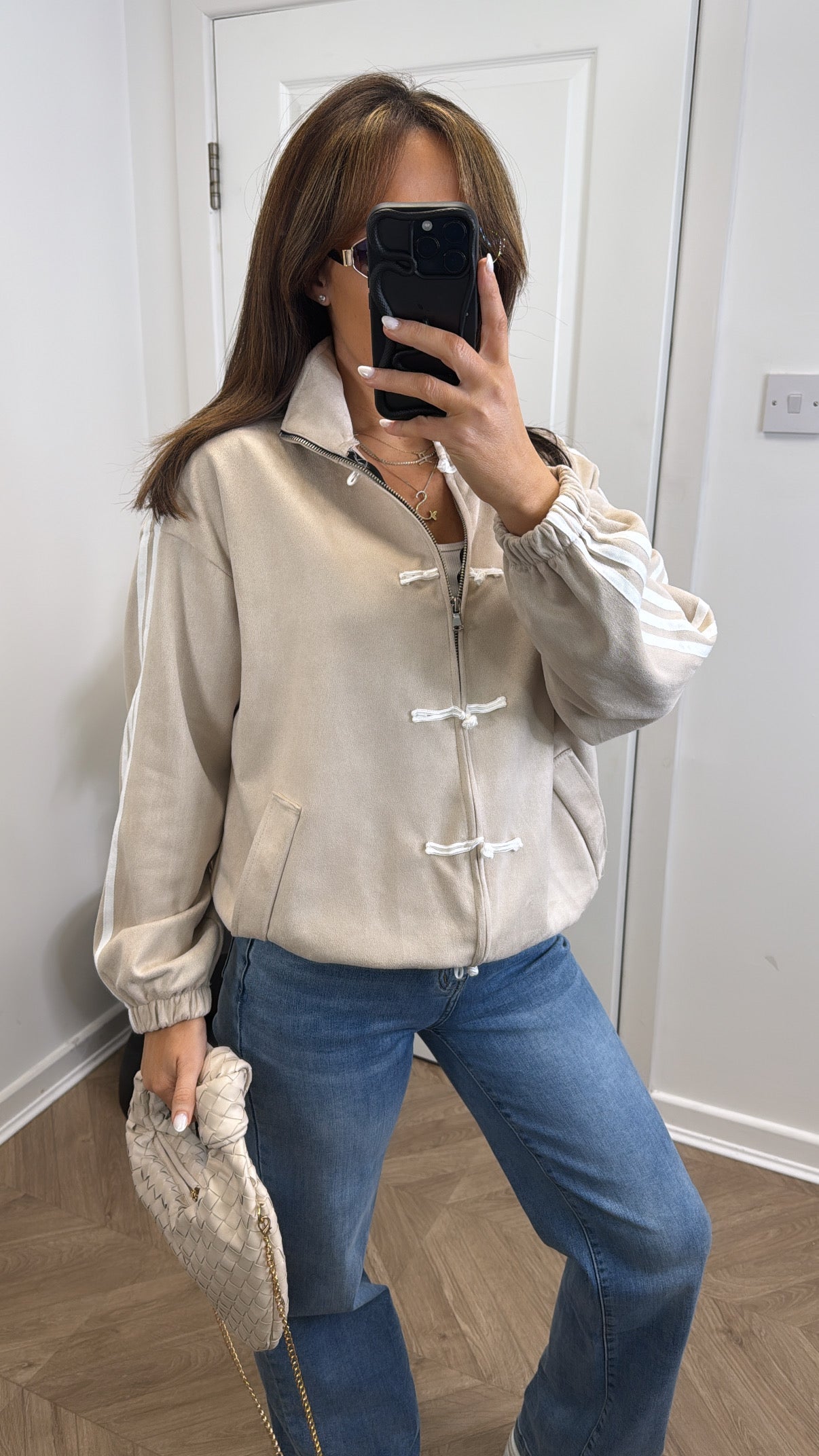 JAYLA beige faux suede jacket