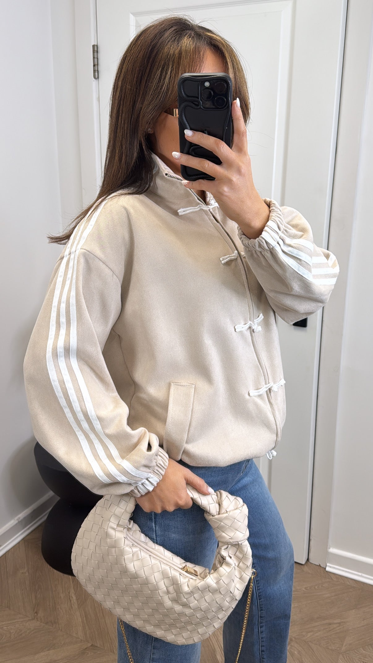 JAYLA beige faux suede jacket