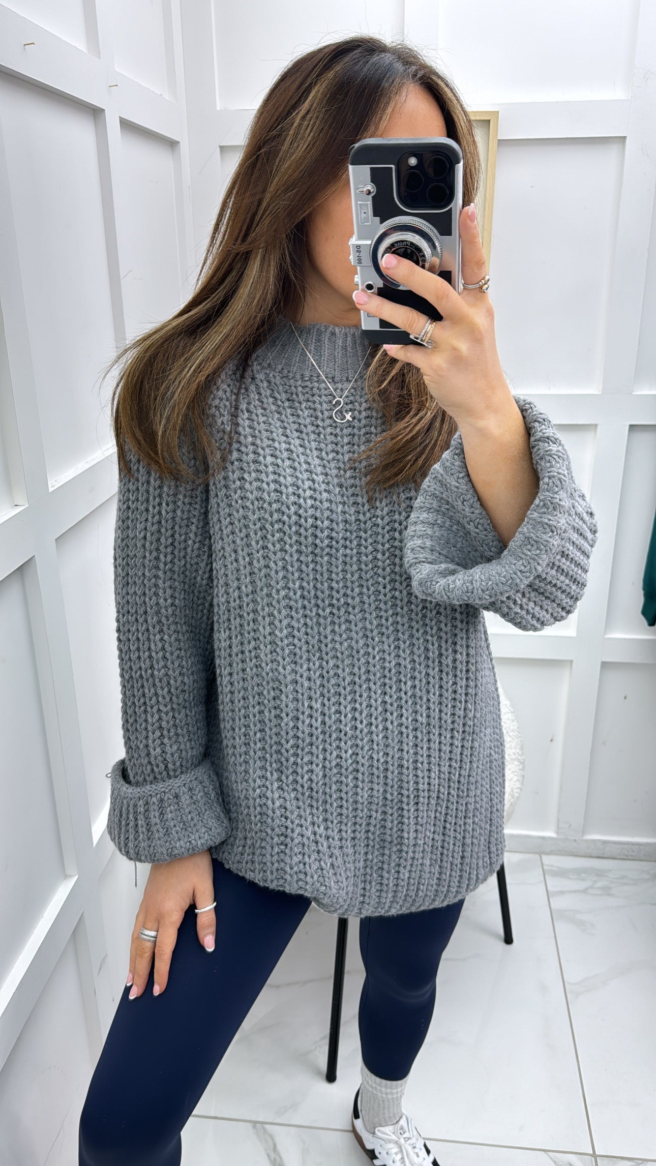 HARRIET grey chunky knit jumper