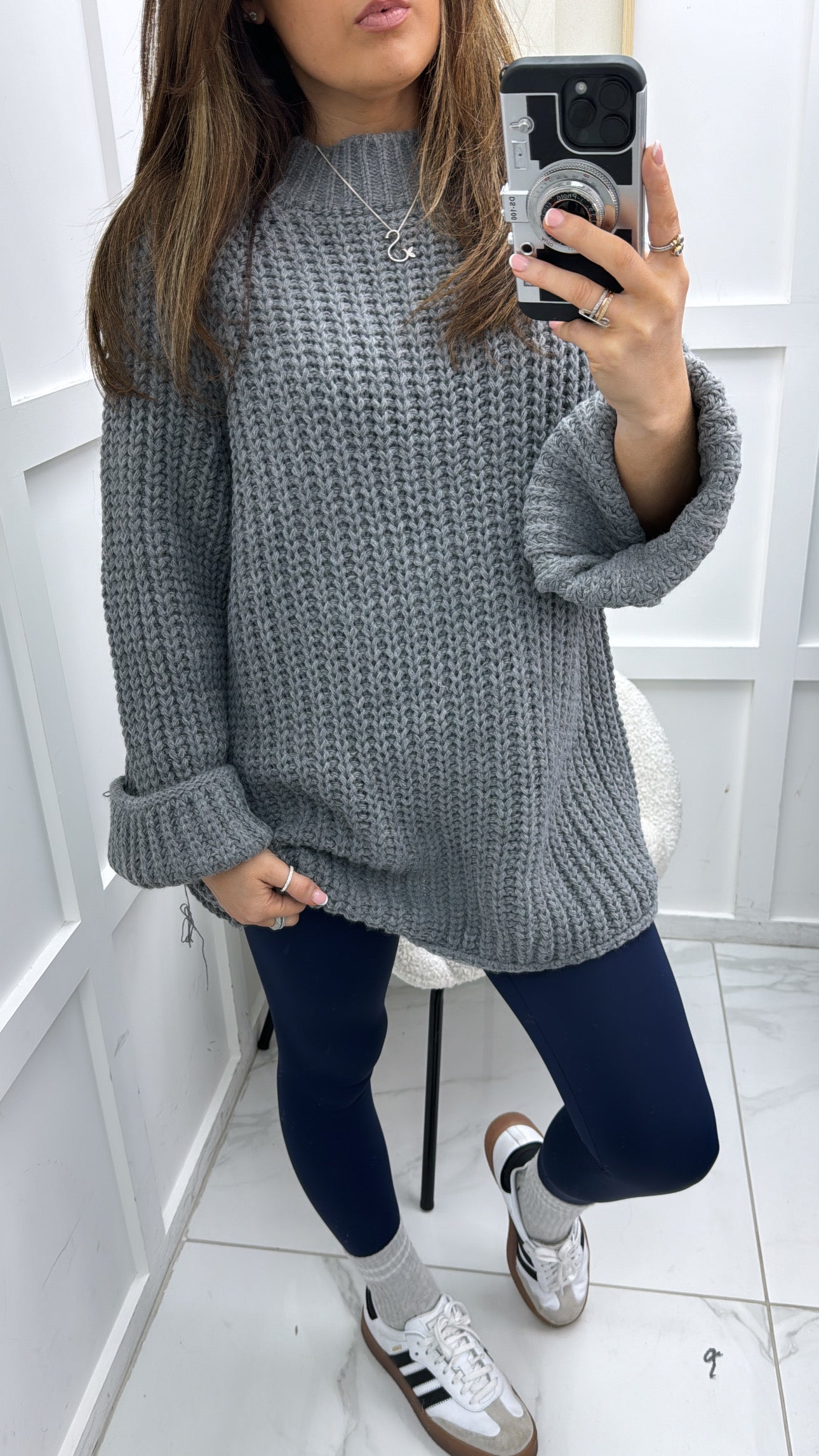 HARRIET grey chunky knit jumper