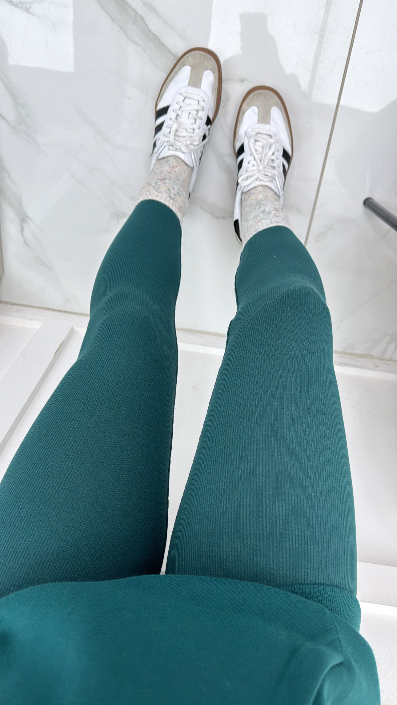 CAPRICE forest green thick ribbed leggings