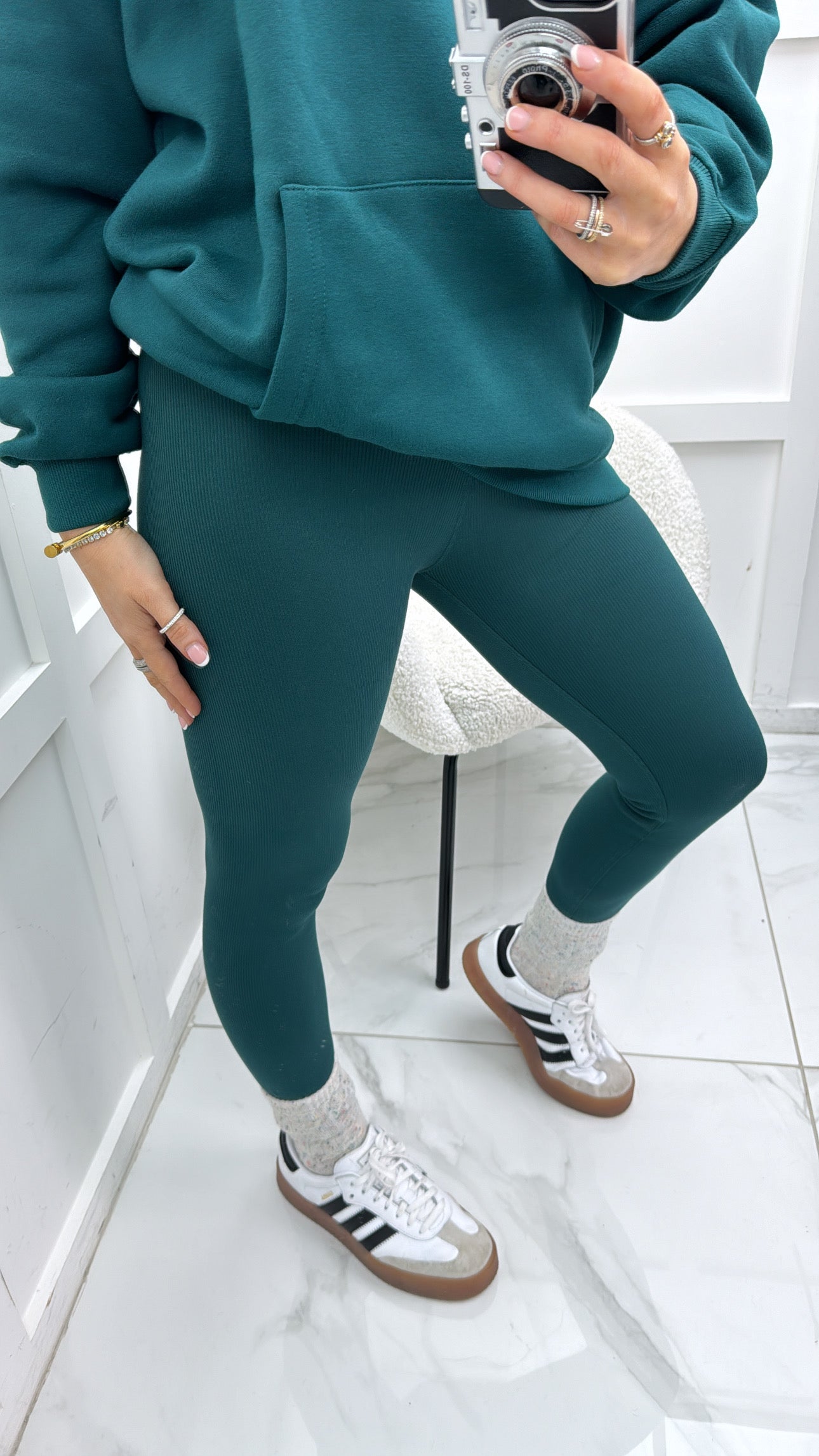 CAPRICE forest green thick ribbed leggings