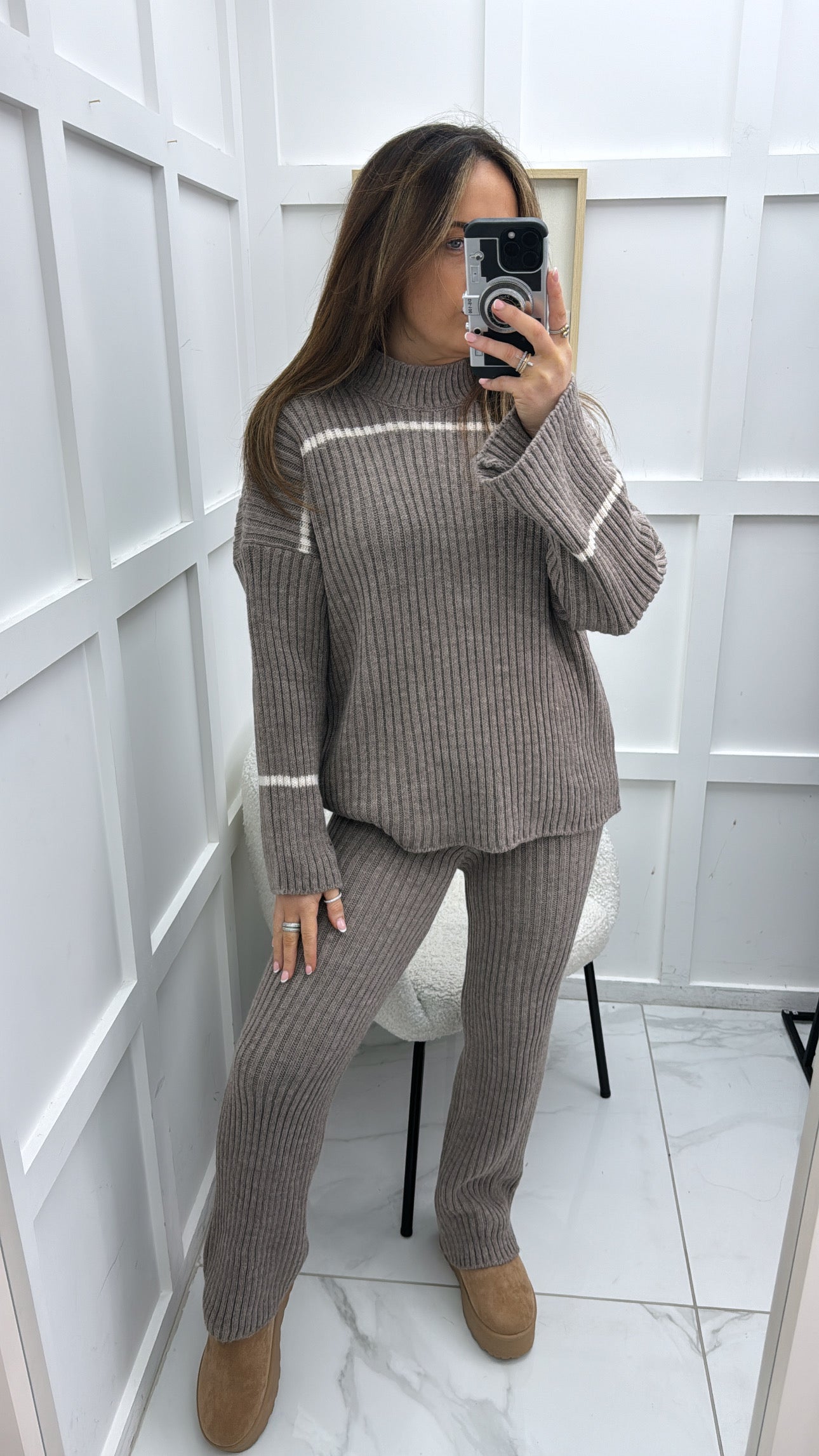 MABEL mocha ribbed knit co-ord set