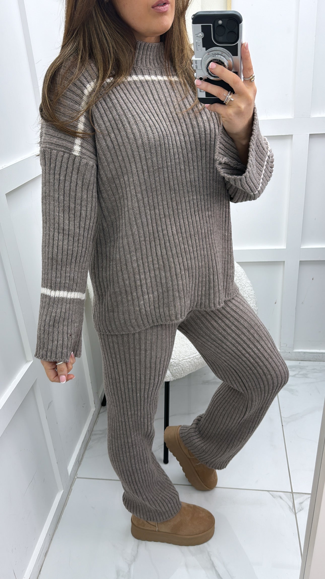 MABEL mocha ribbed knit co-ord set