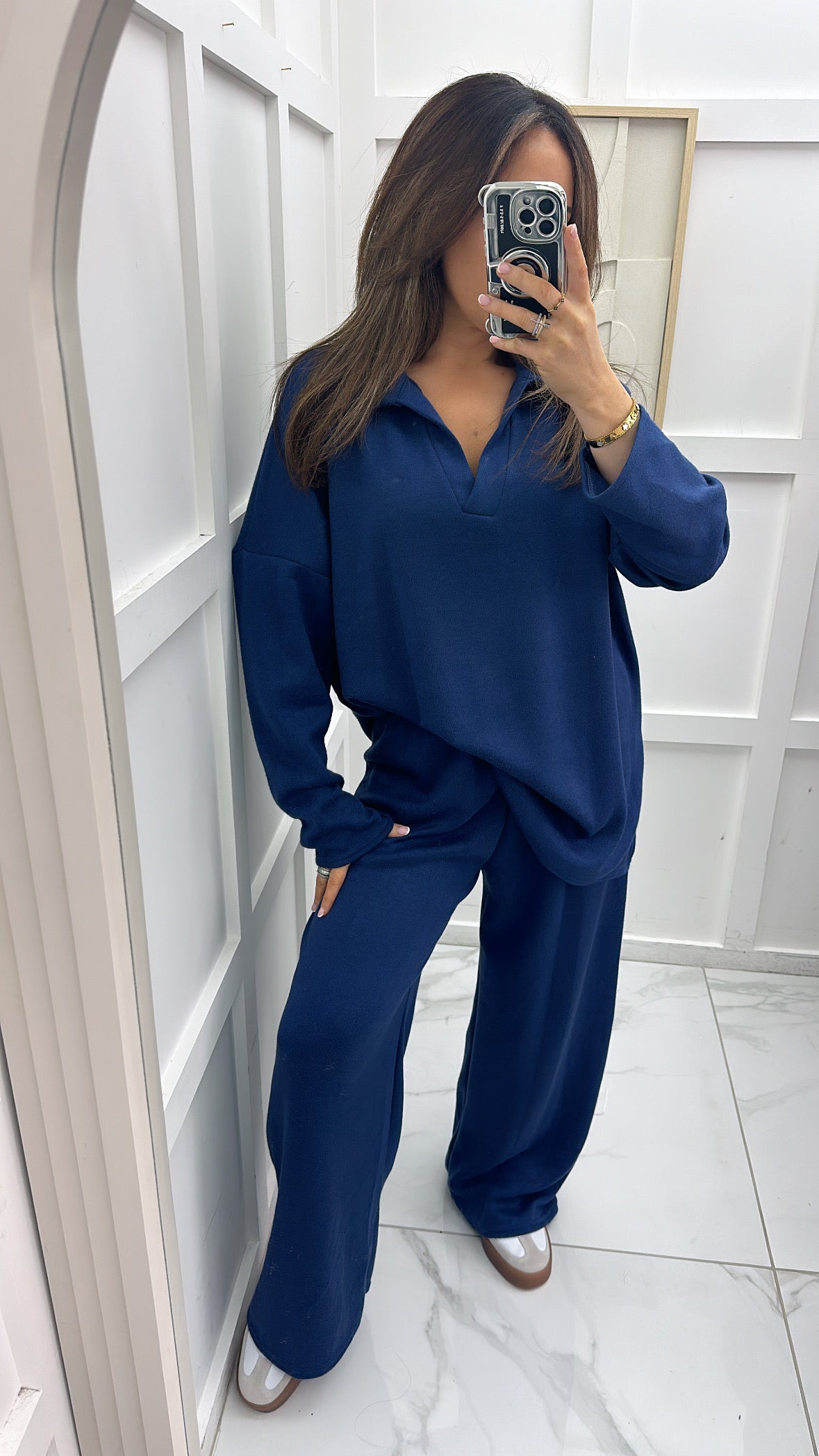 LOLITA blue soft knit collar lounge suit