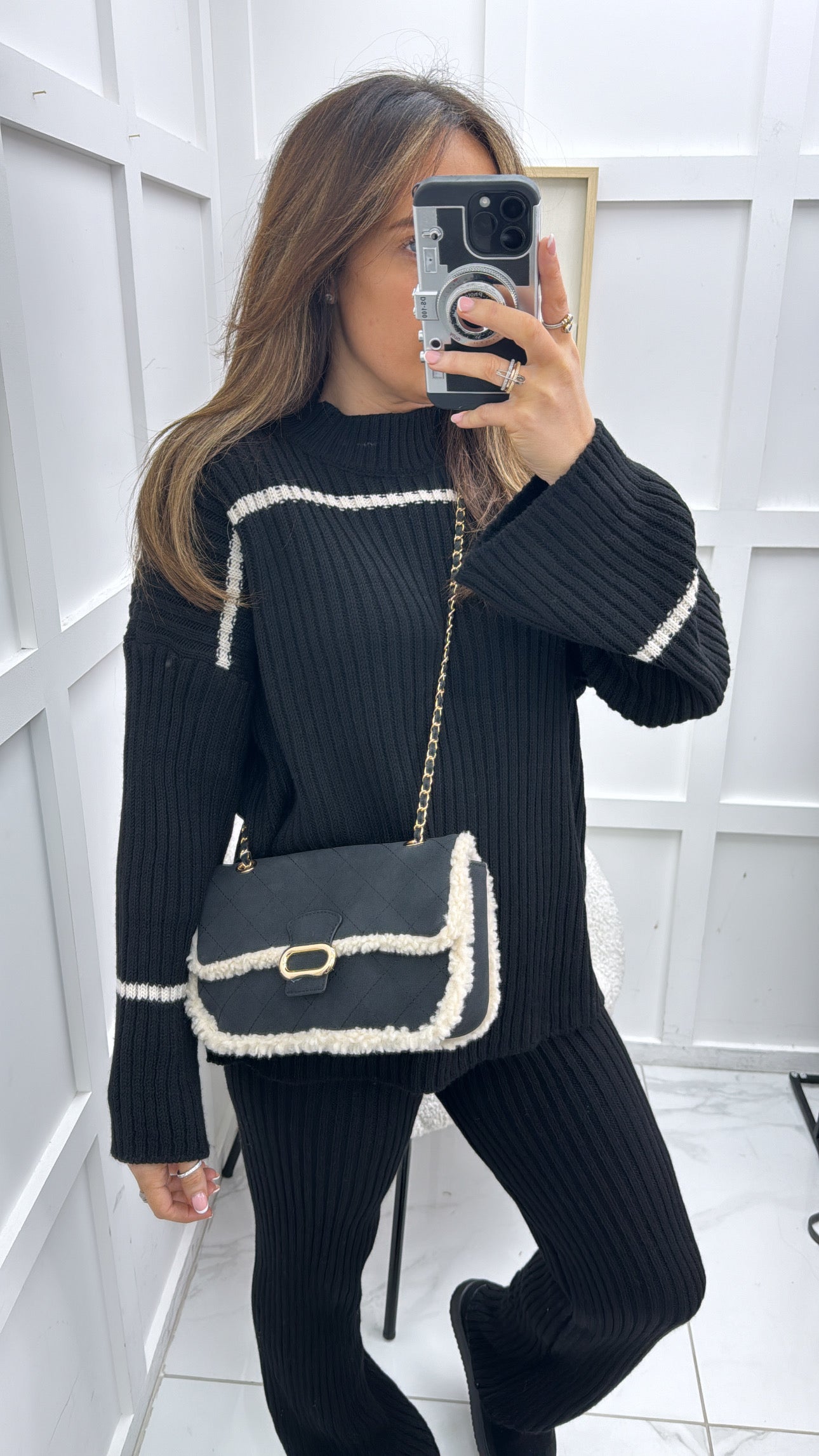 MABEL black ribbed knit co-ord set