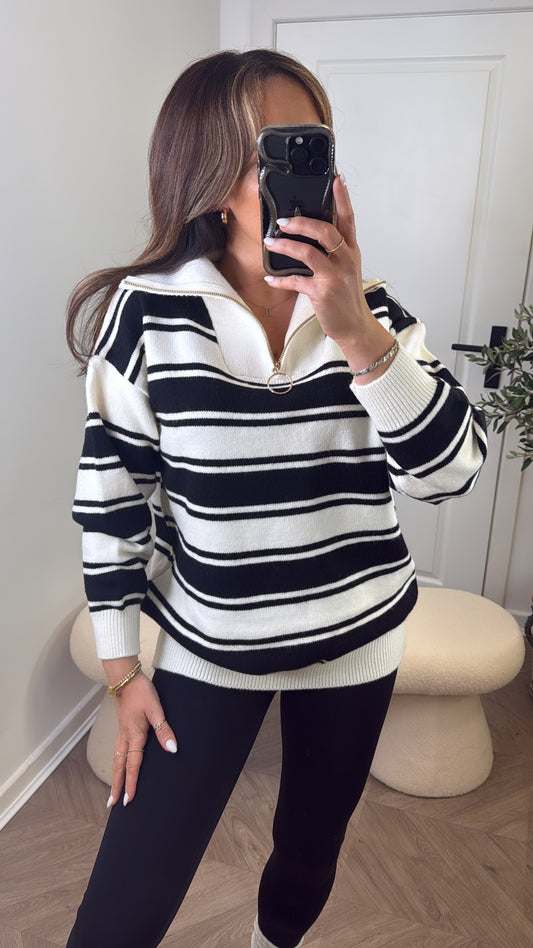 MYA black and cream striped jumper