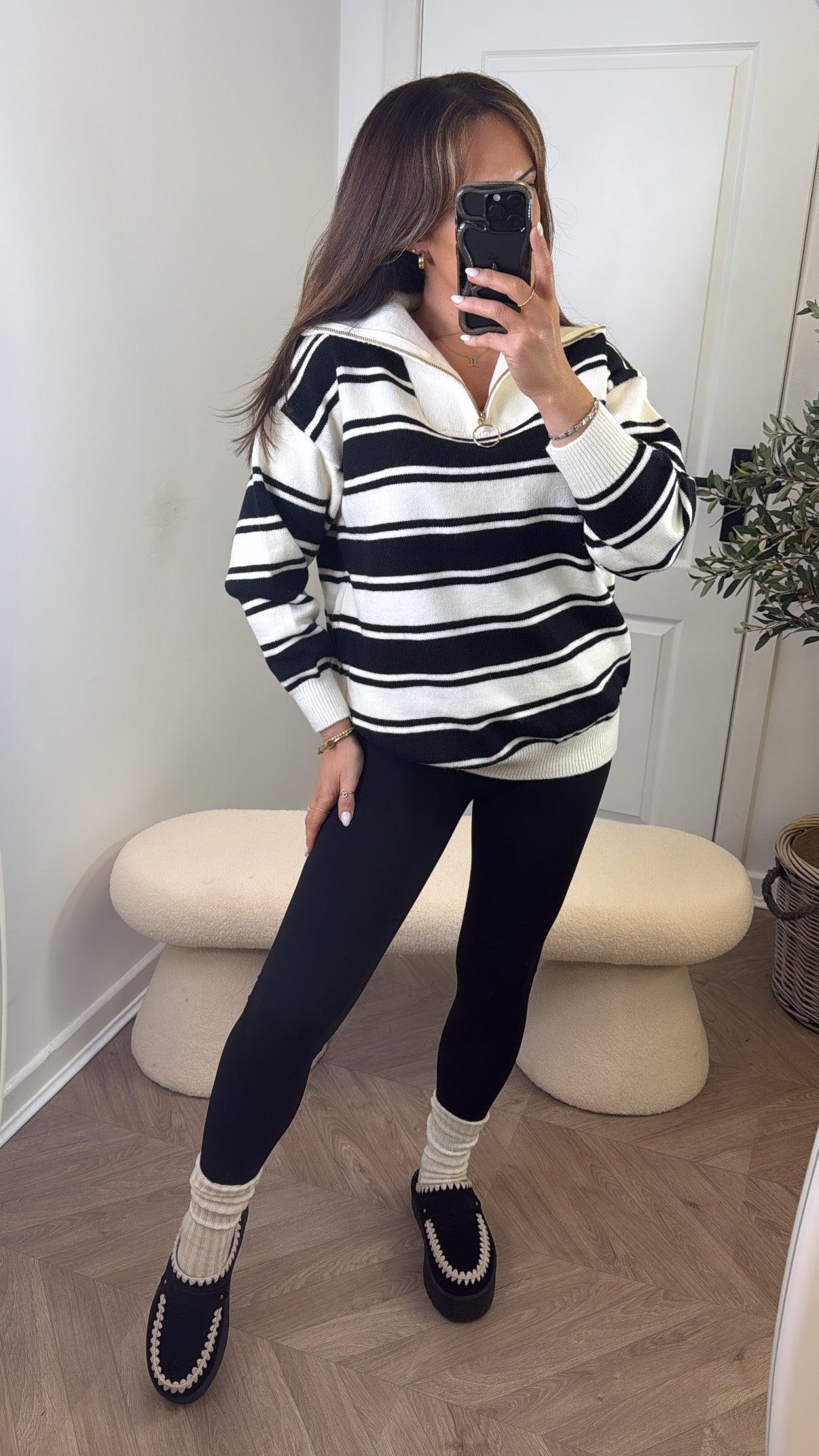 MYA black and cream striped jumper