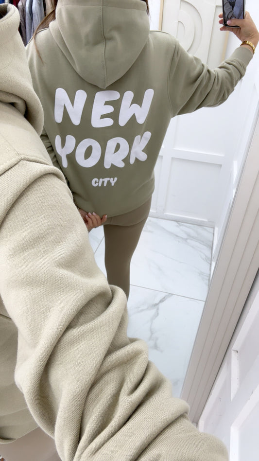 NEW YORK CITY sage bubble slogan hoody