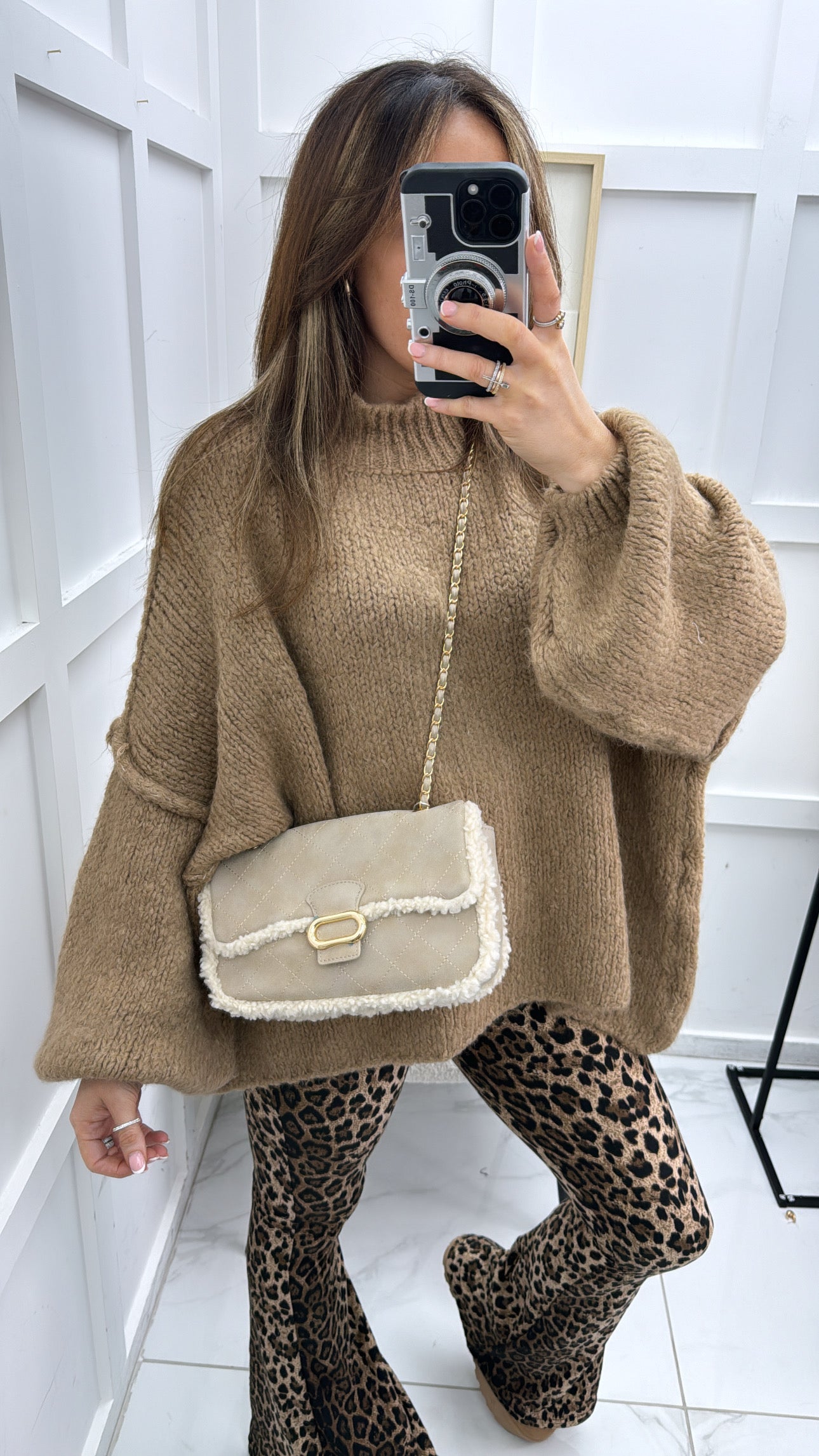 ALBA camel exposed seam fluffy jumper