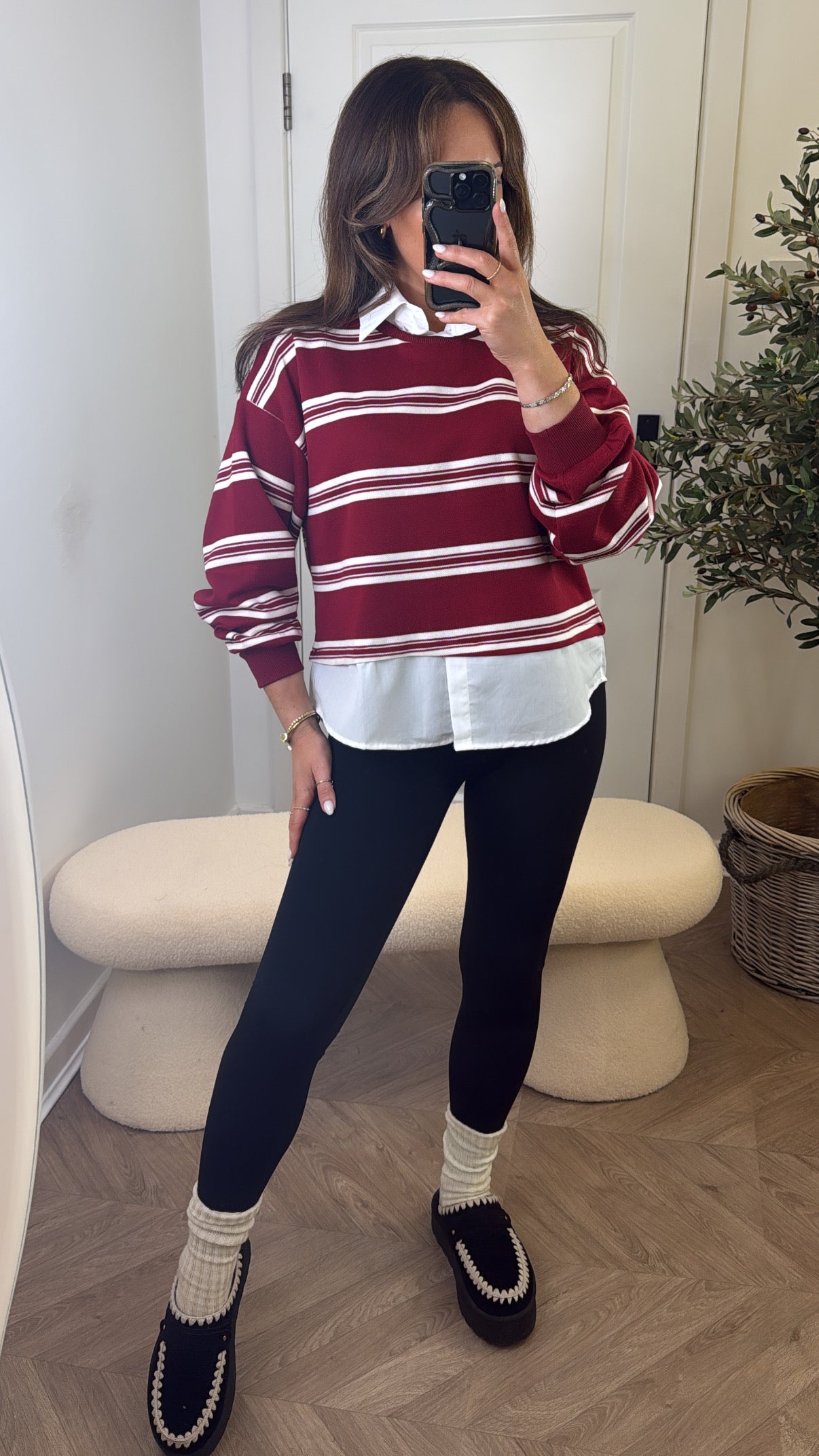 MATILDA red stripe top with shirt underlay