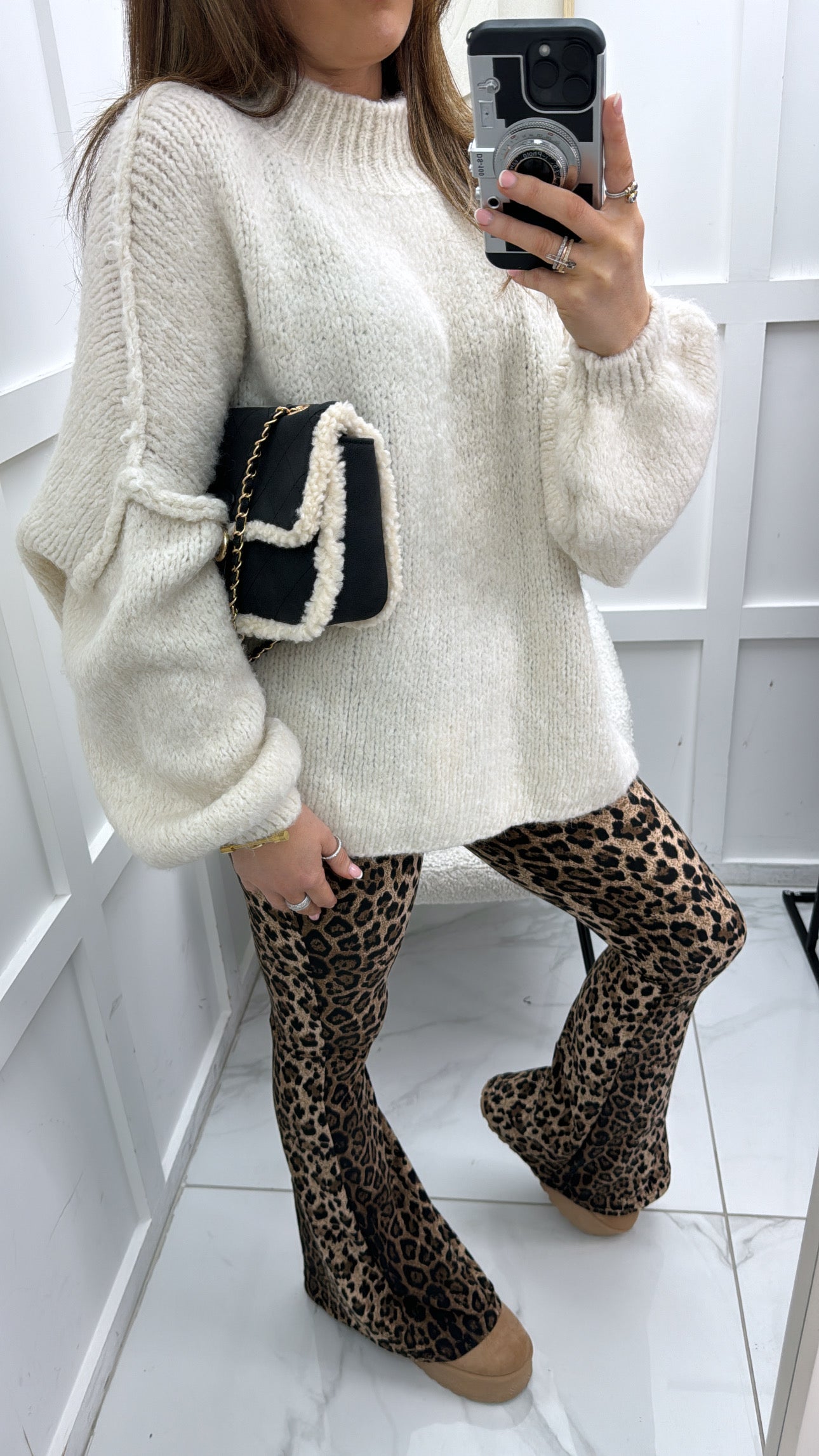 ALBA cream exposed seam fluffy jumper