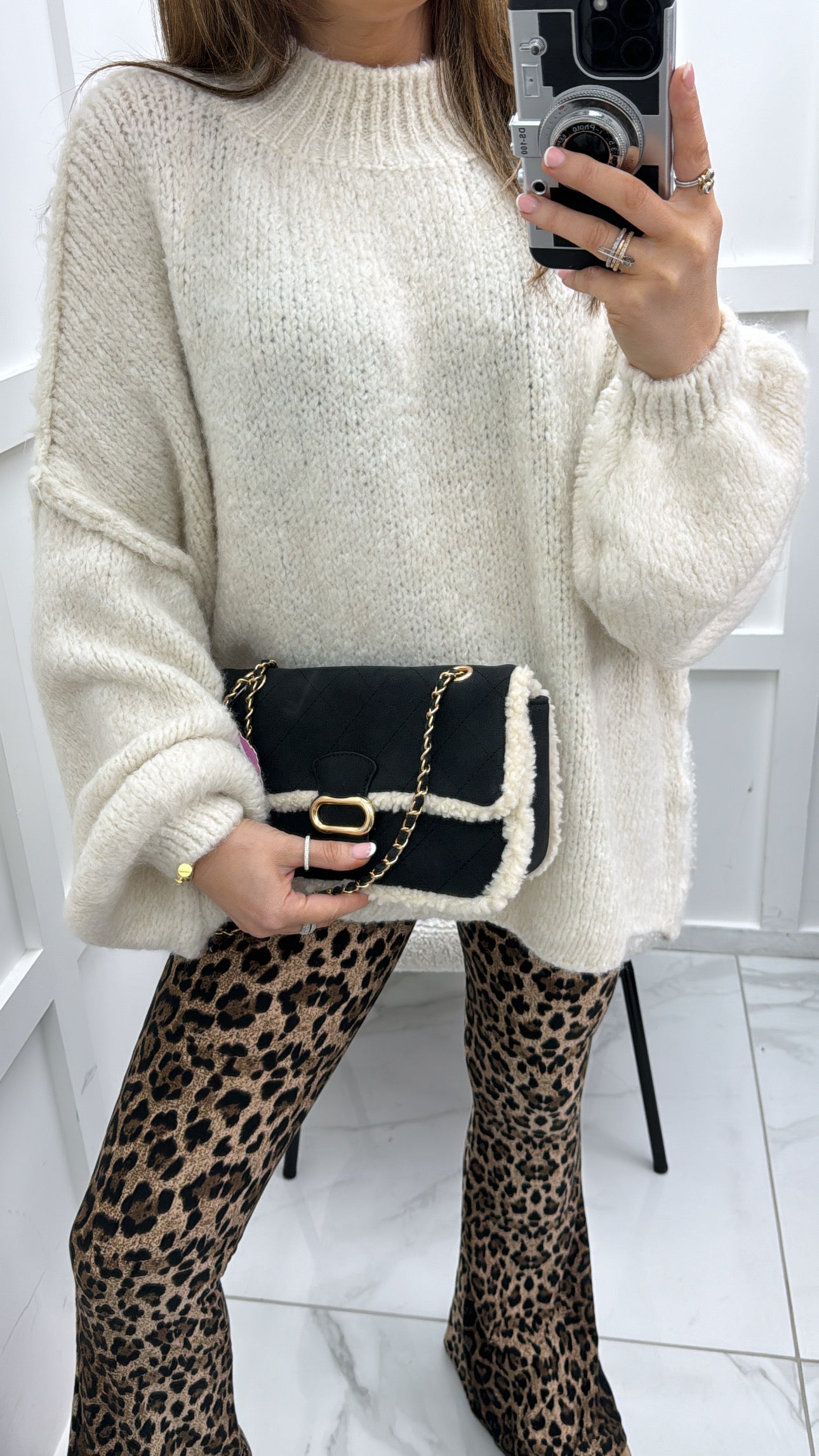 ALBA cream exposed seam fluffy jumper