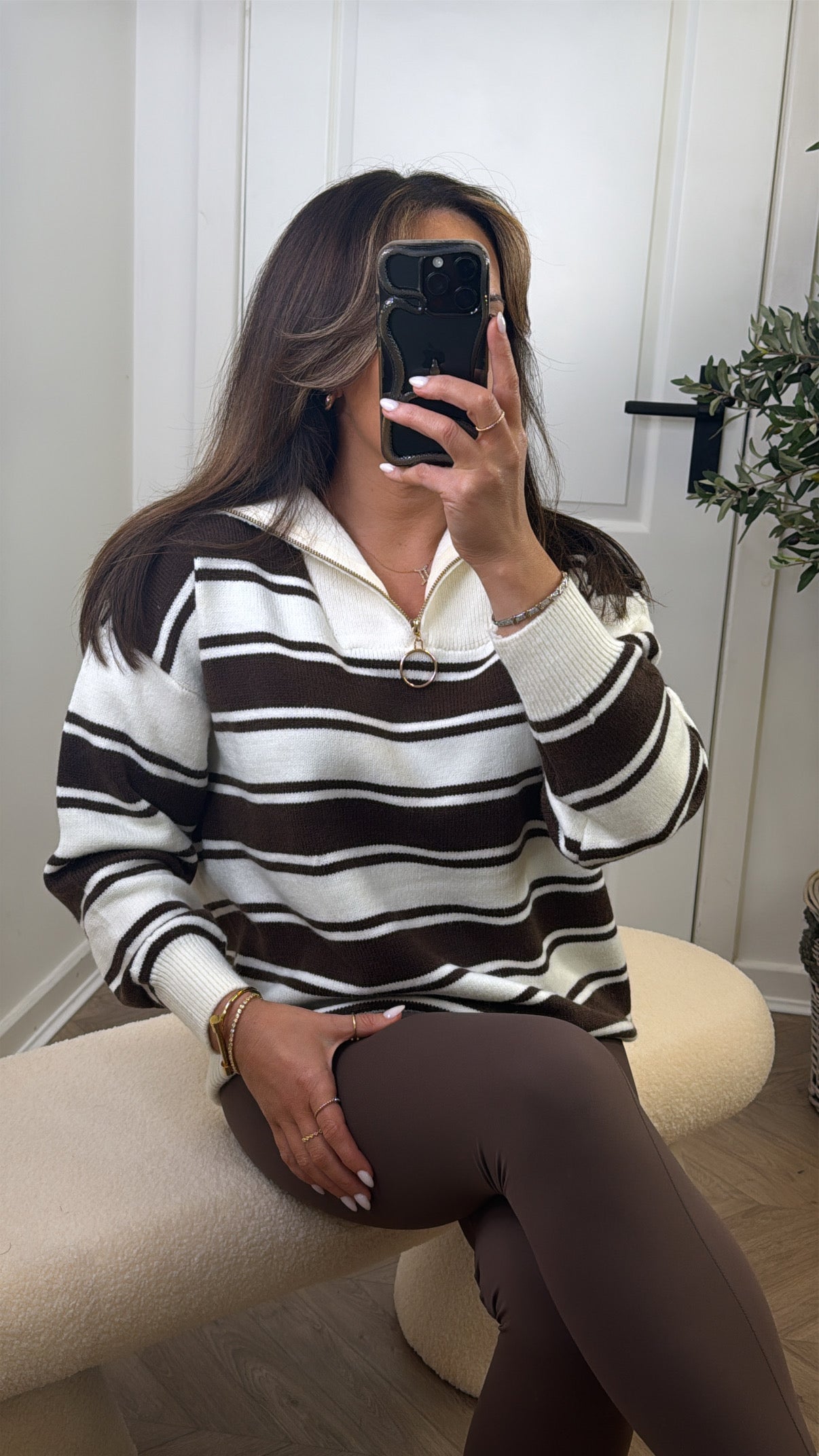 MYA brown and cream striped jumper