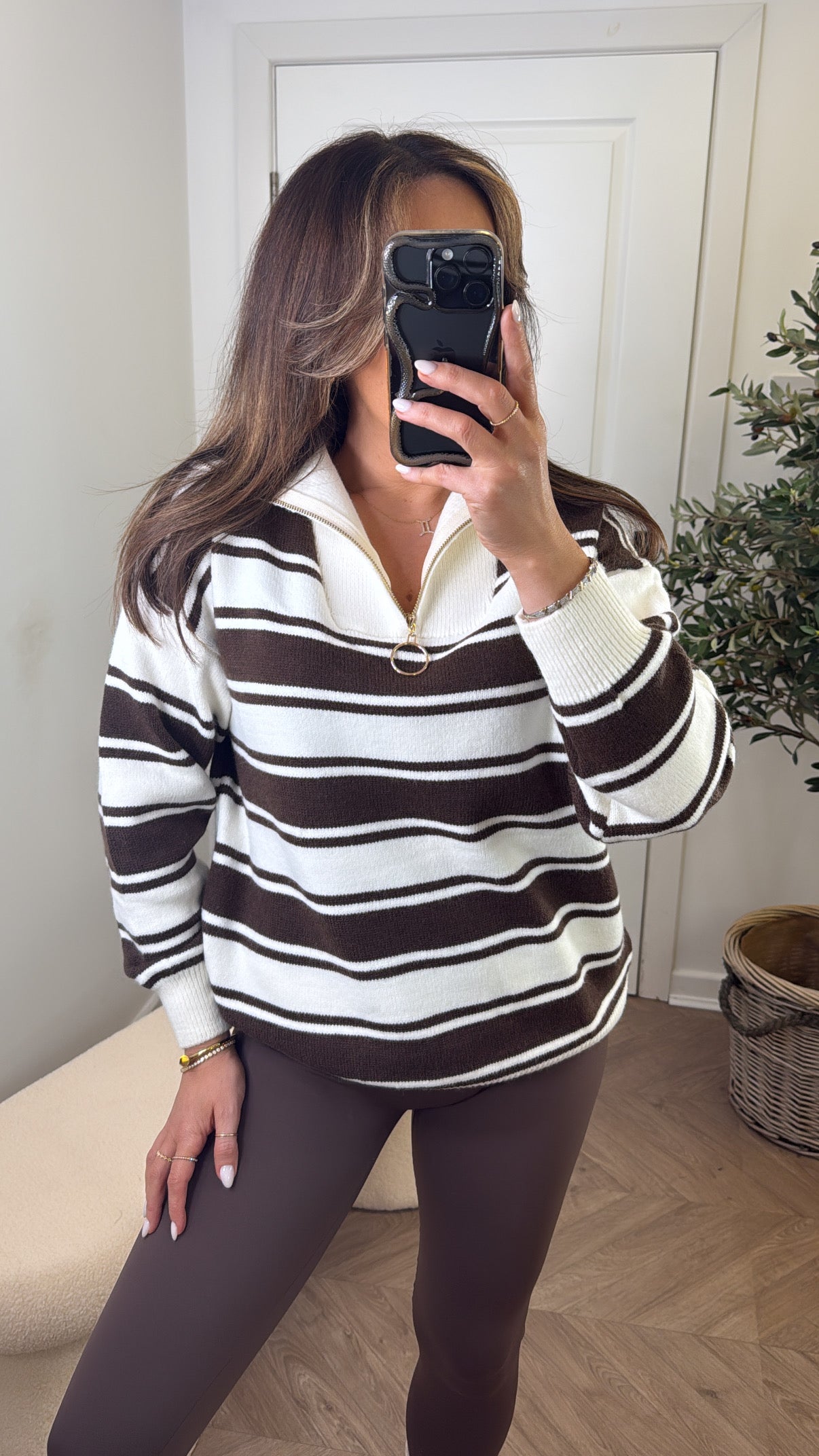 MYA brown and cream striped jumper