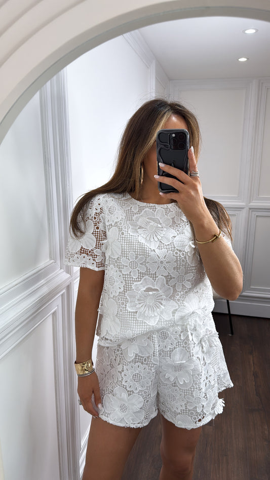 CAPRICE white floral crochet co-ord