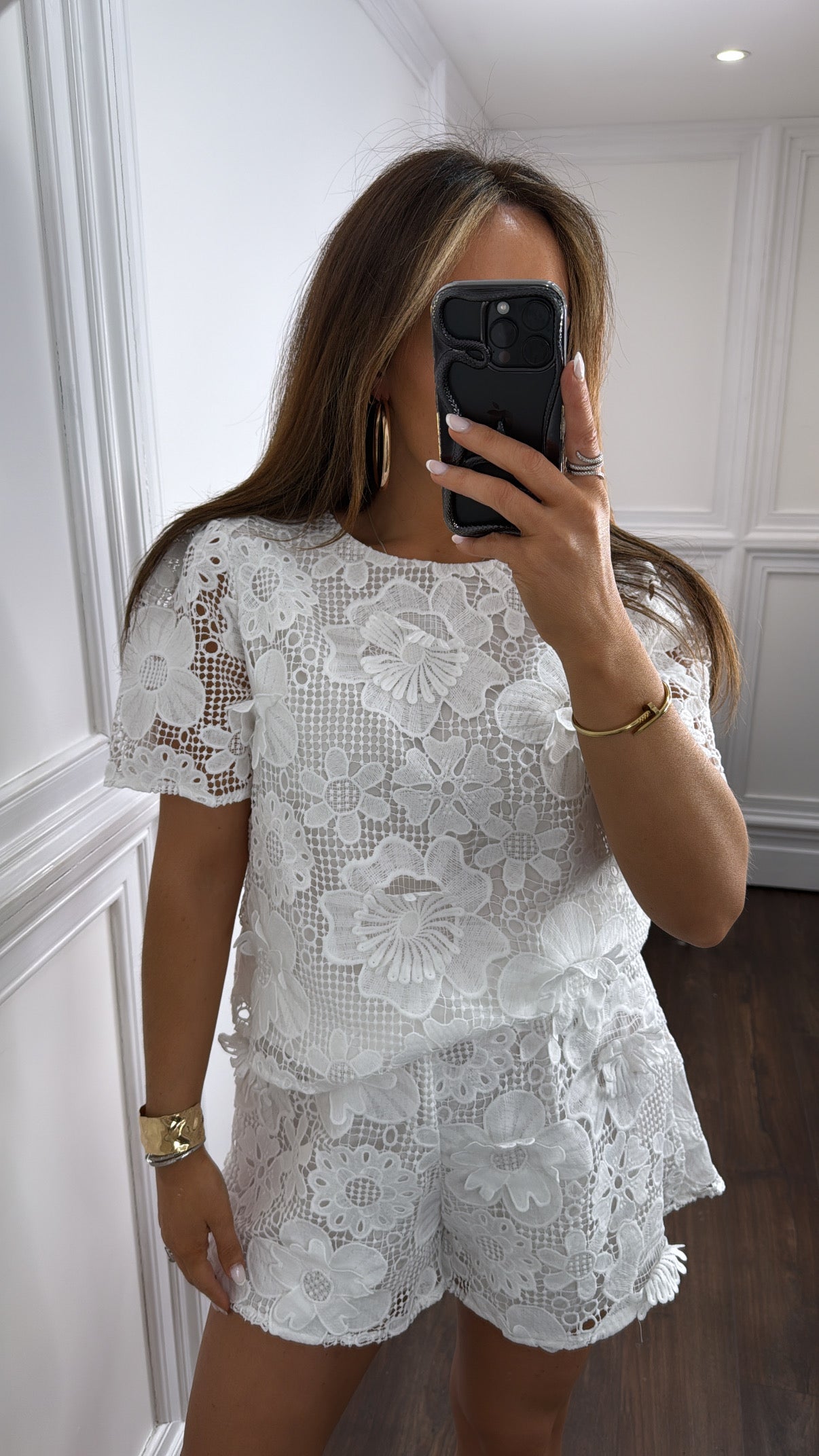 CAPRICE white floral crochet co-ord