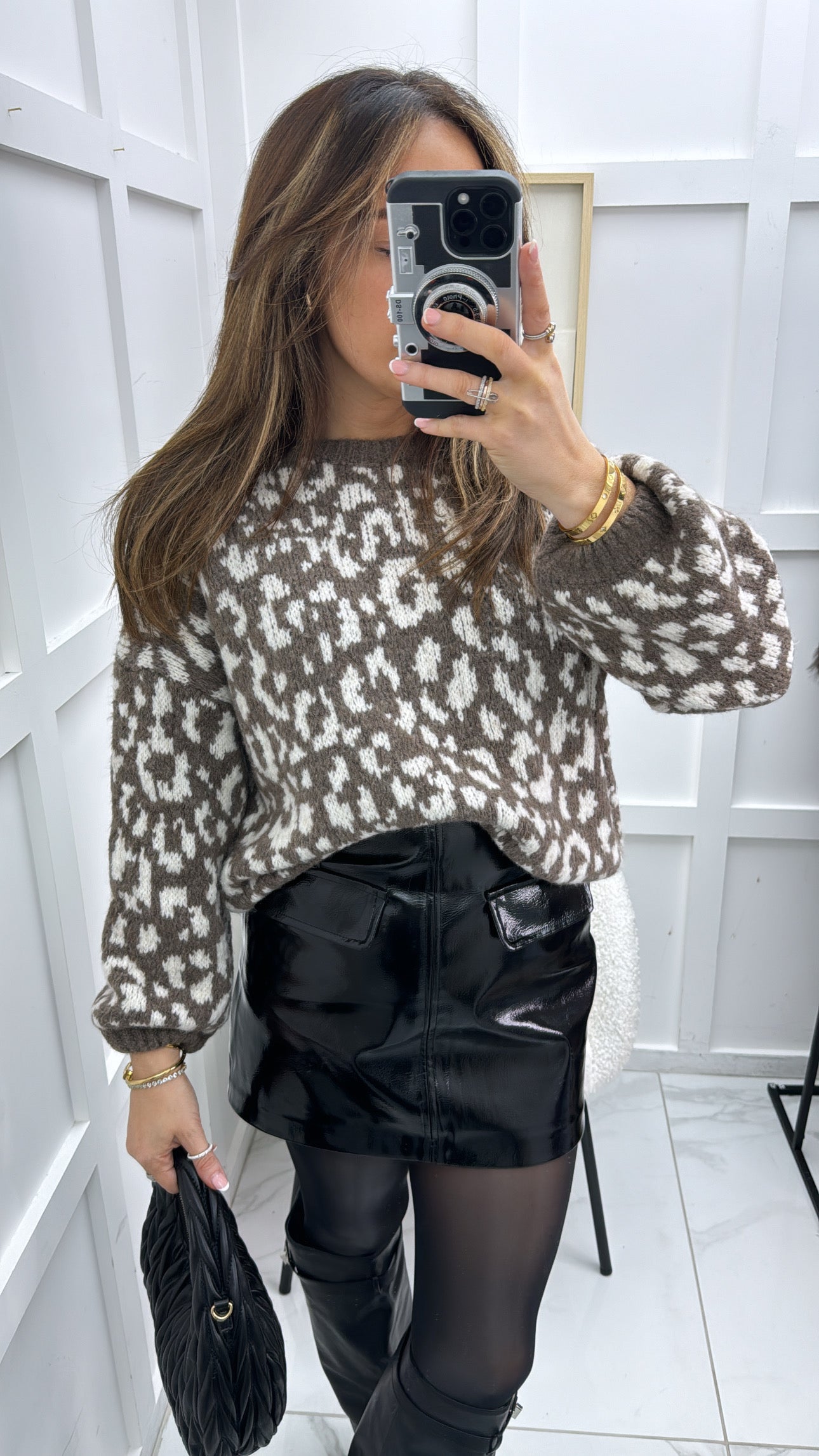 MARCELLA brown animal print soft knit jumper