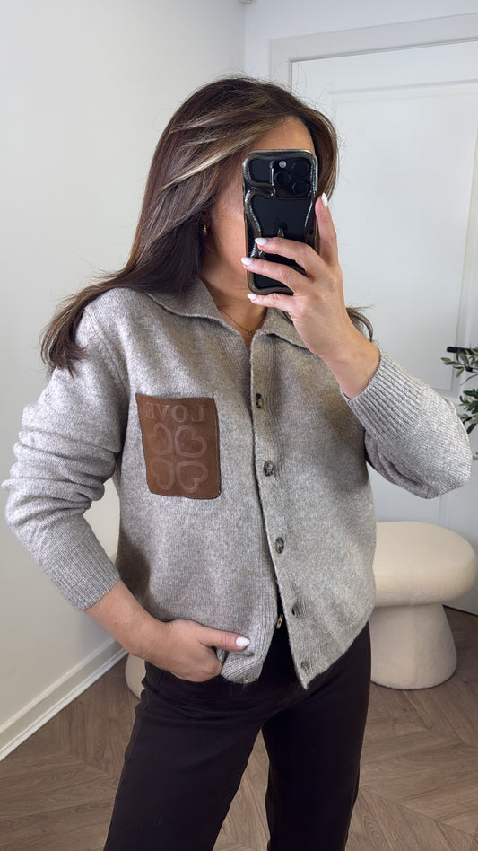 MIA biscuit love logo cardigan