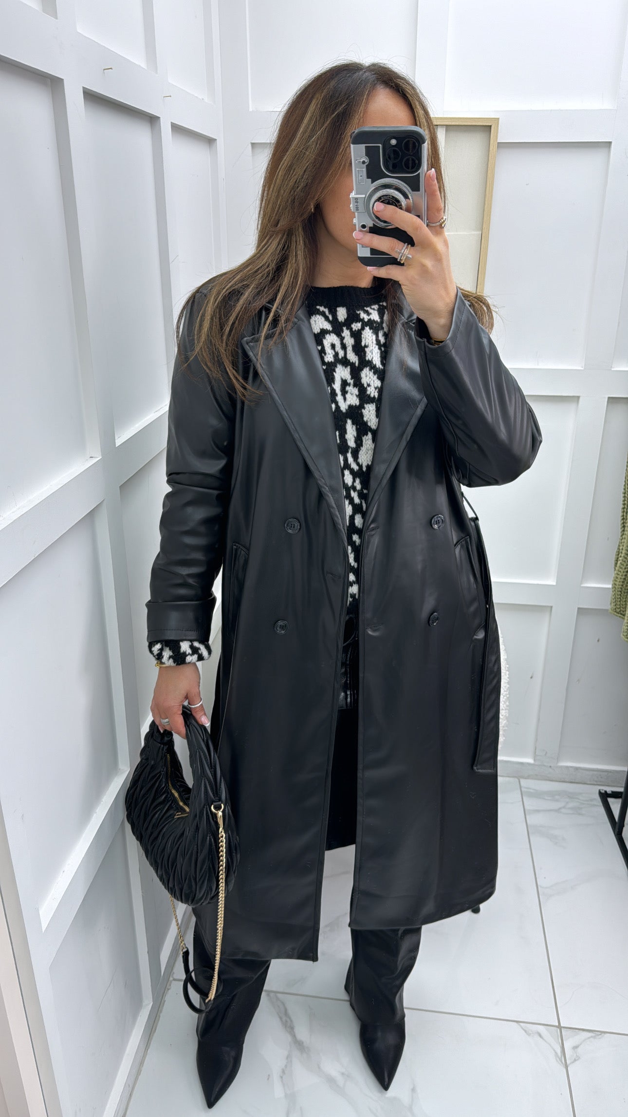 MARCI faux leather trench coat