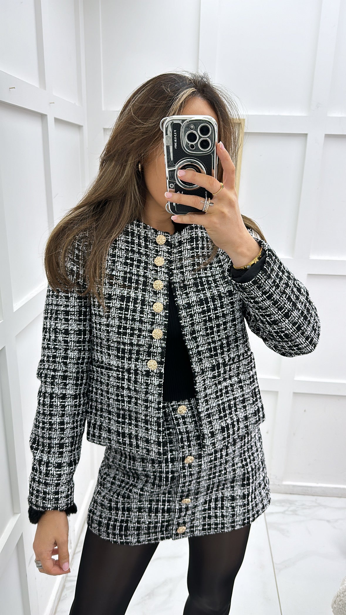 FRANCESCA black and white tweed jacket