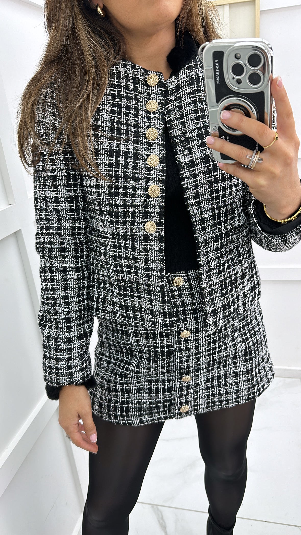 FRANCESCA black and white tweed jacket