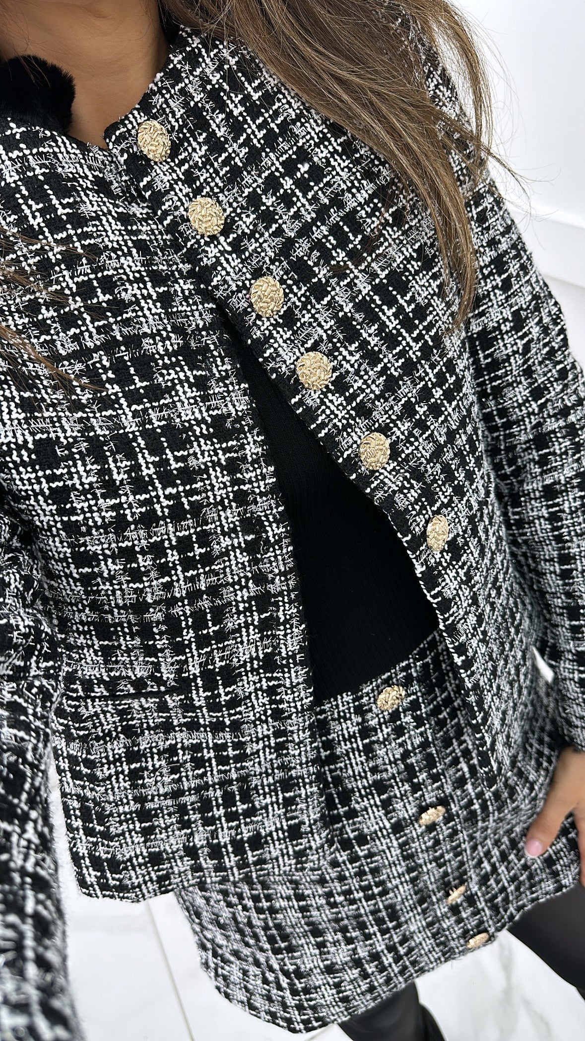 FRANCESCA black and white tweed jacket