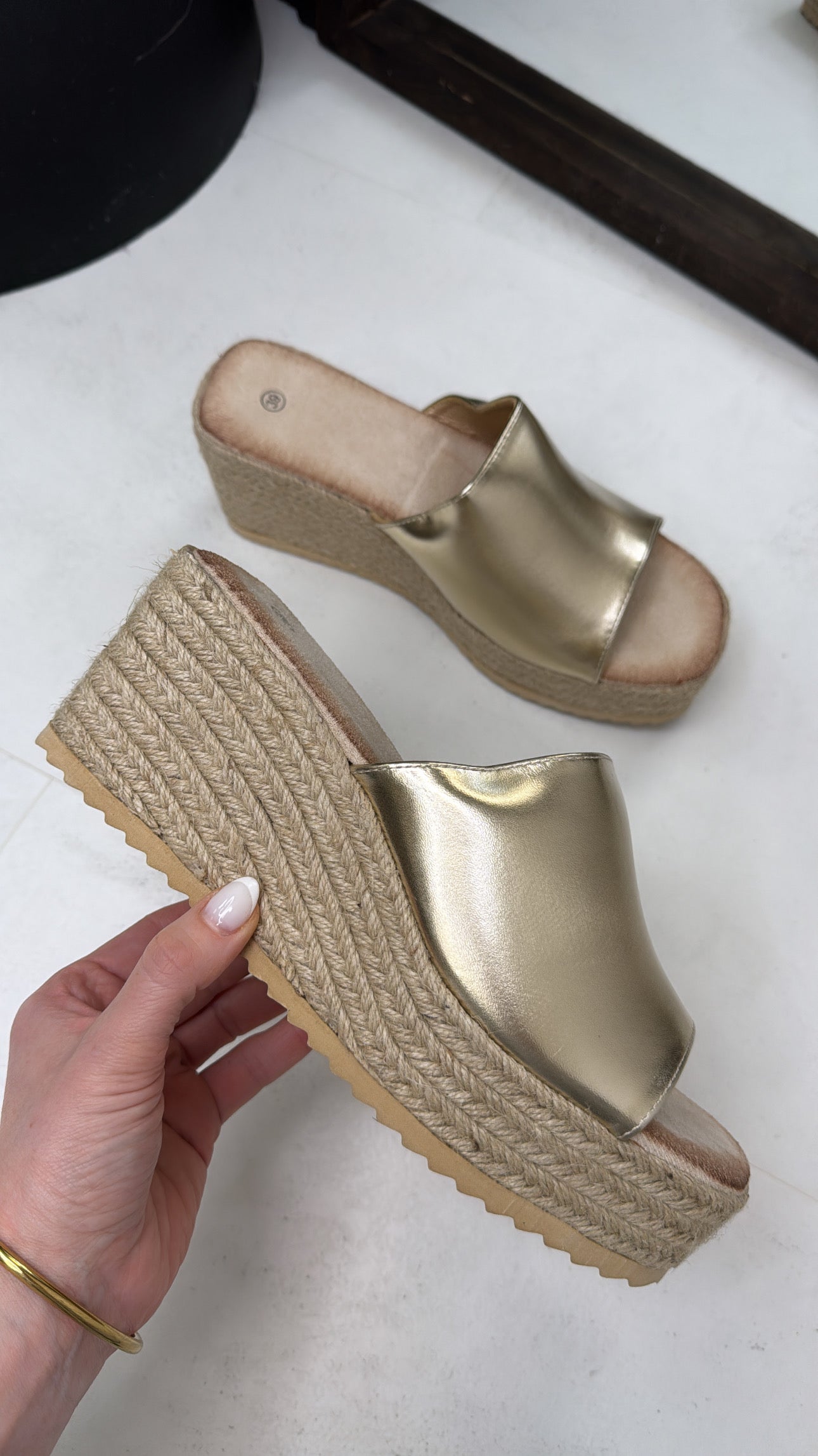 MABEL gold wedge sandal