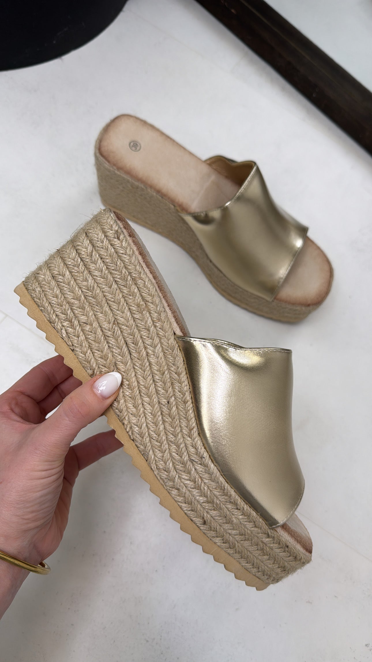 MABEL gold wedge sandal