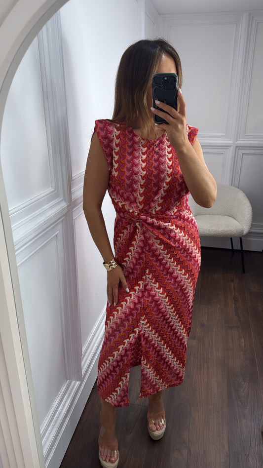 HAVANA pink zig zag midi dress