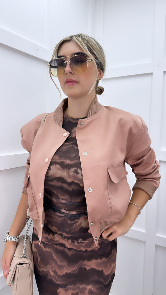 SIENNA rose cropped pocket bomber