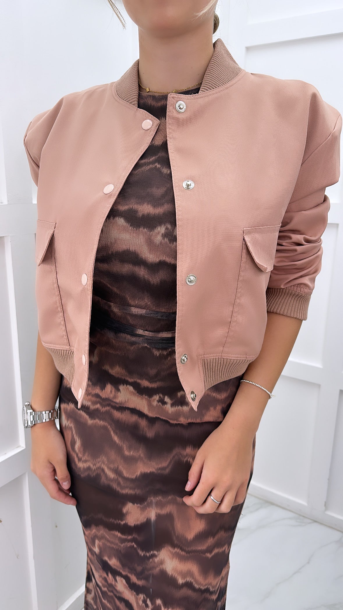 SIENNA rose cropped pocket bomber