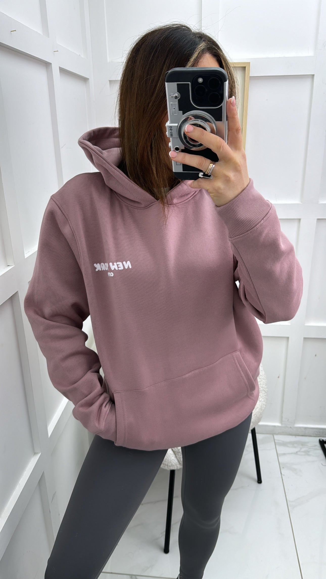 NEW YORK CITY mauve bubble slogan hoody