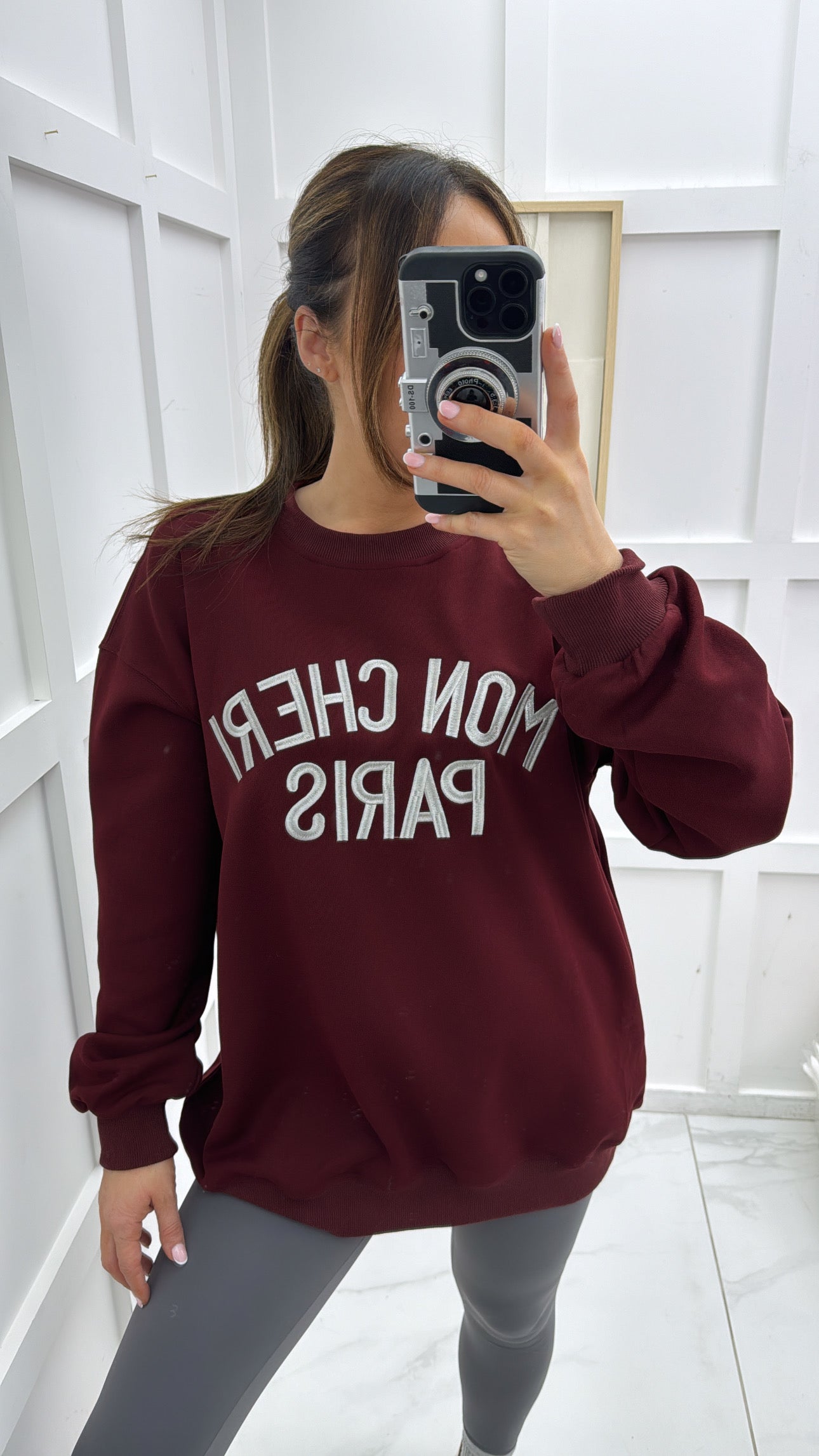 MON CHERI PARIS burgundy oversized sweatshirt