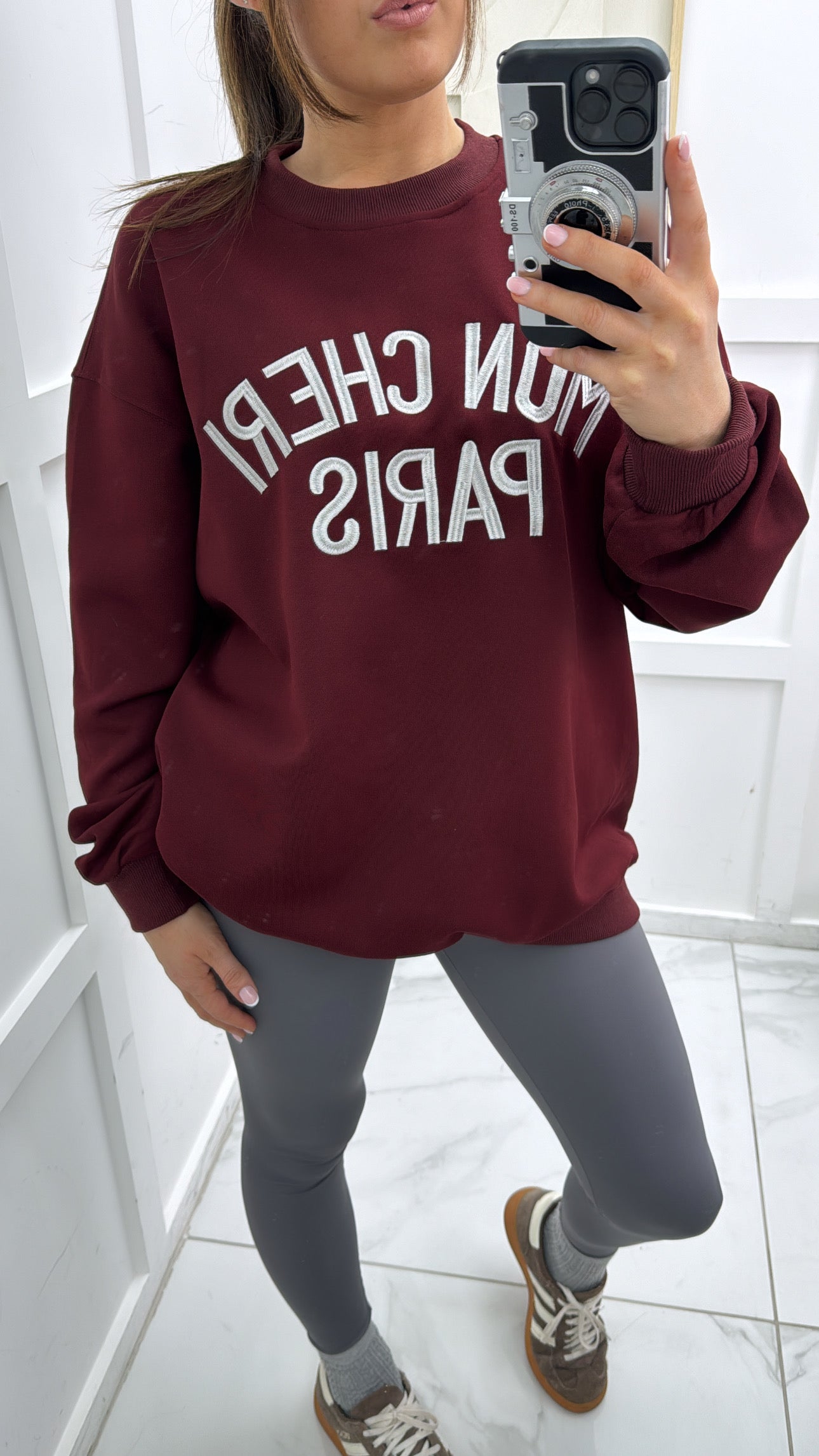 MON CHERI PARIS burgundy oversized sweatshirt