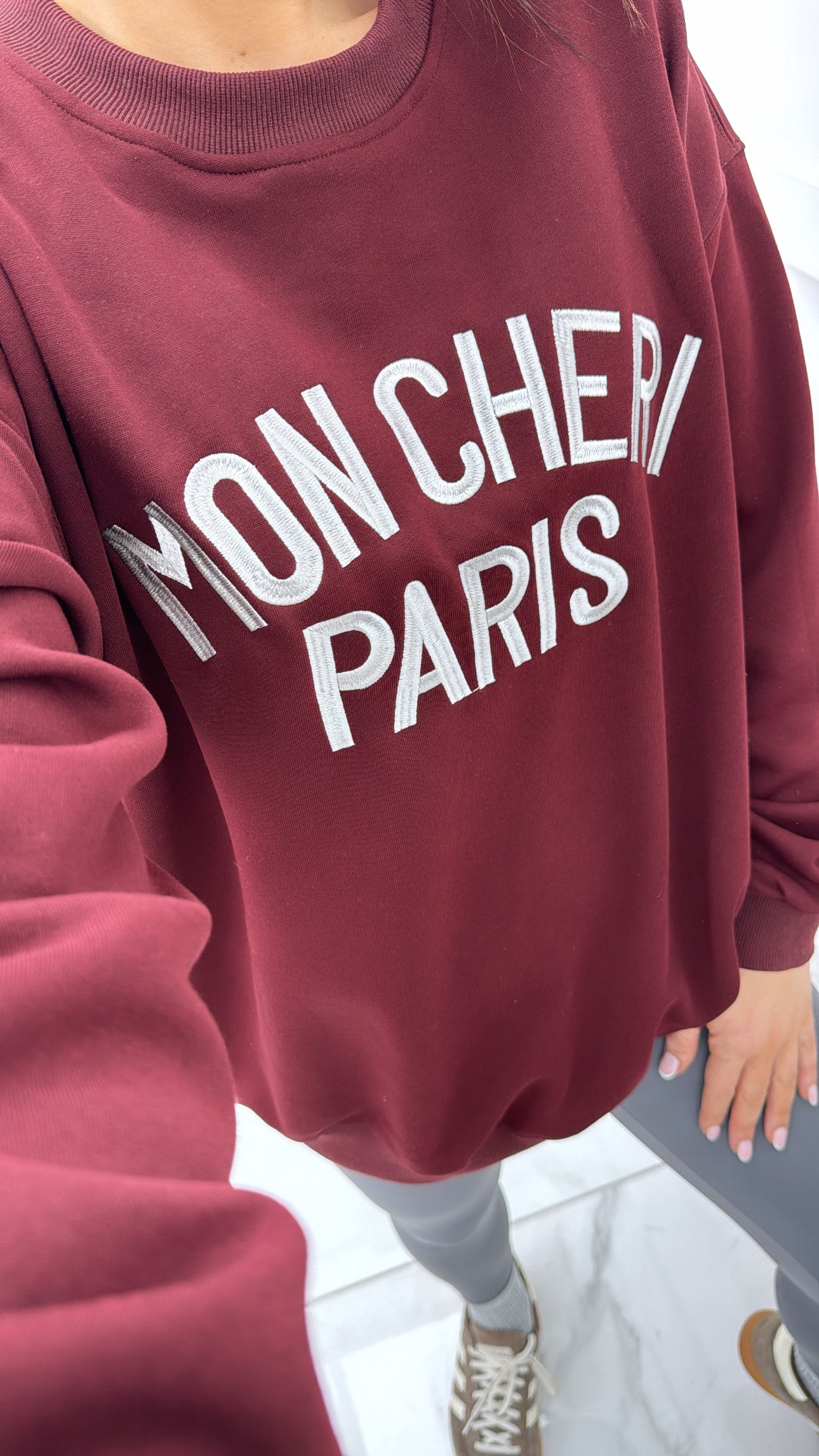 MON CHERI PARIS burgundy oversized sweatshirt