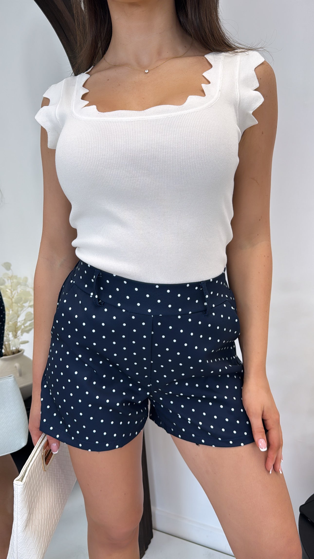 RUBY navy polka dot shorts