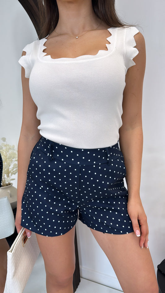 RUBY navy polka dot shorts
