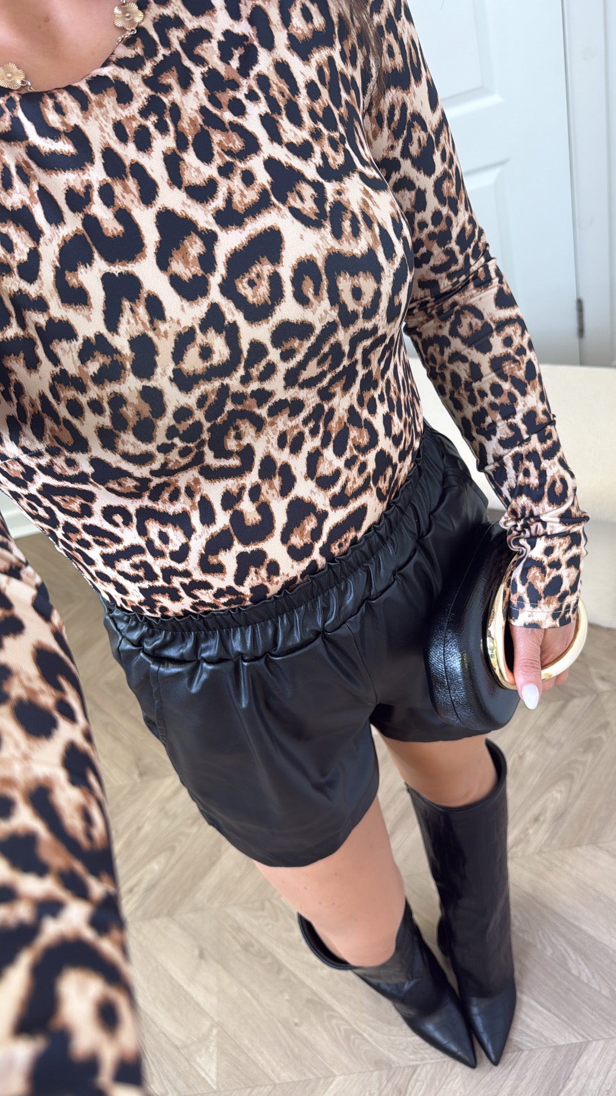 KIA leopard print long sleeve body suit