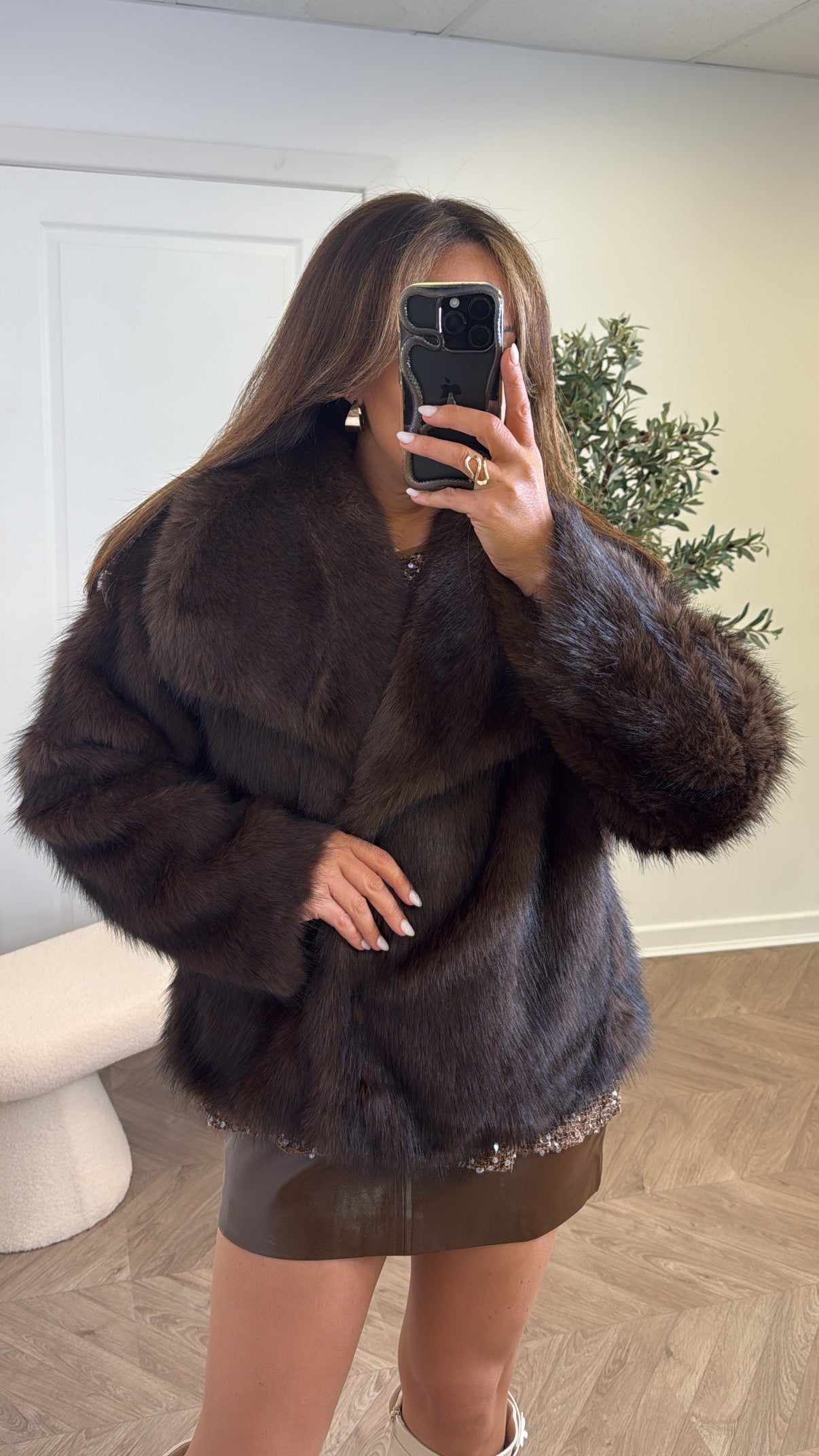 SERENA brown faux fur jacket
