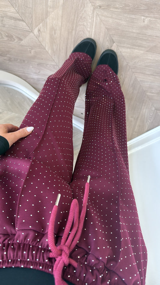 LIVVY burgundy stud super soft joggers