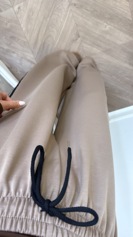 MIMI mocha contrast stripe soft joggers