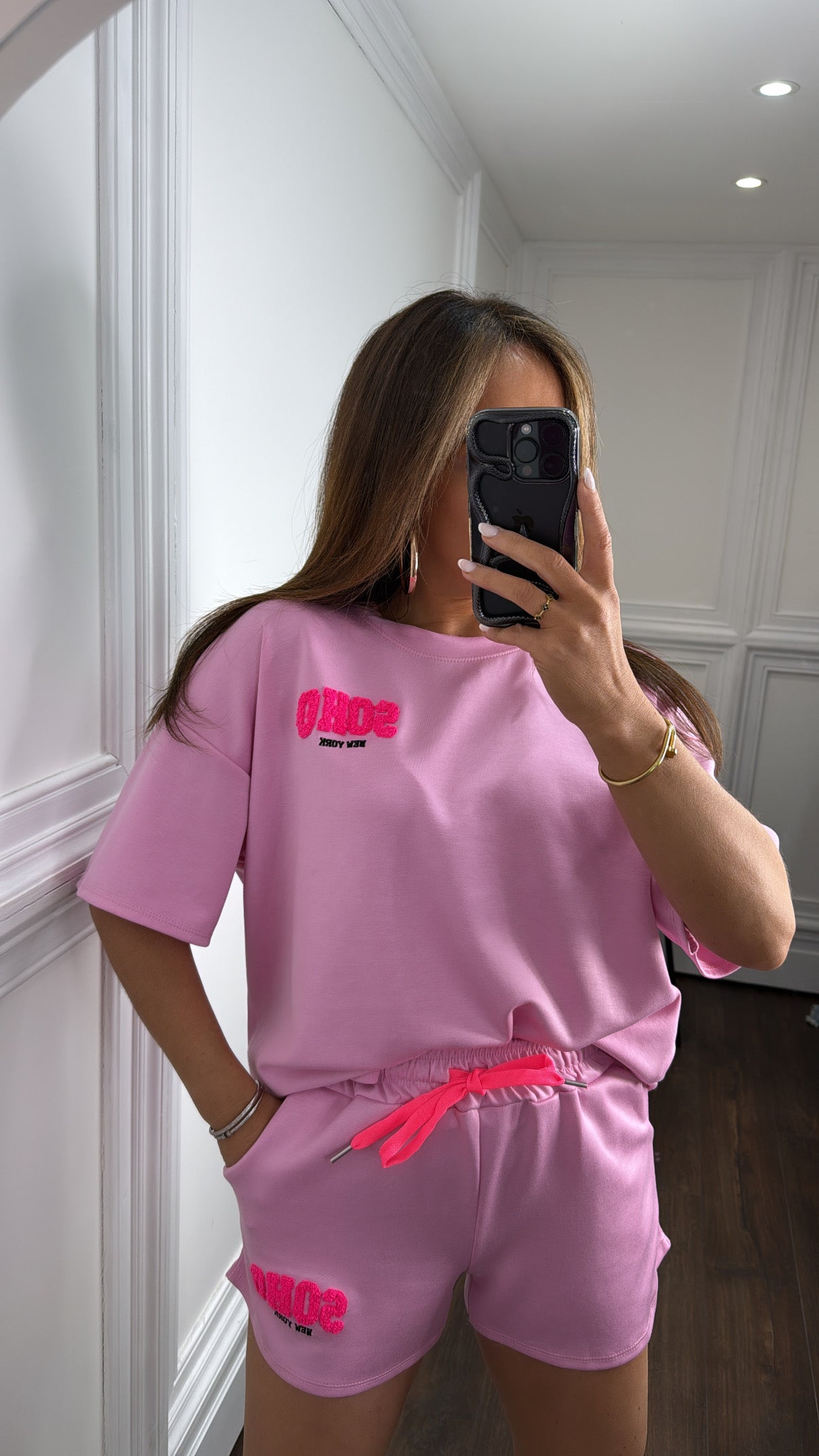 SOHO pink top and short co-ord