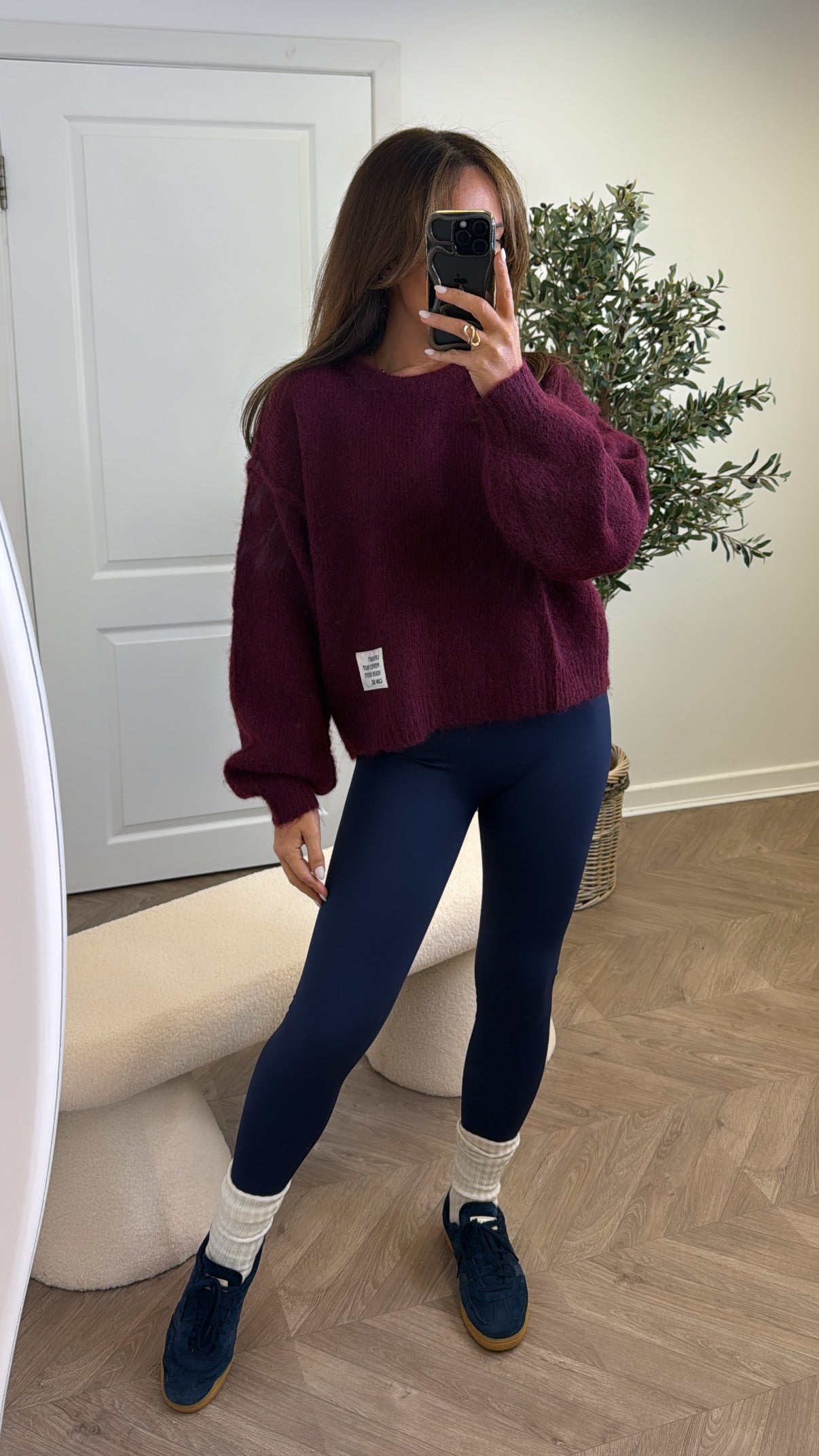 PIPER burgundy life slogan soft knit jumper