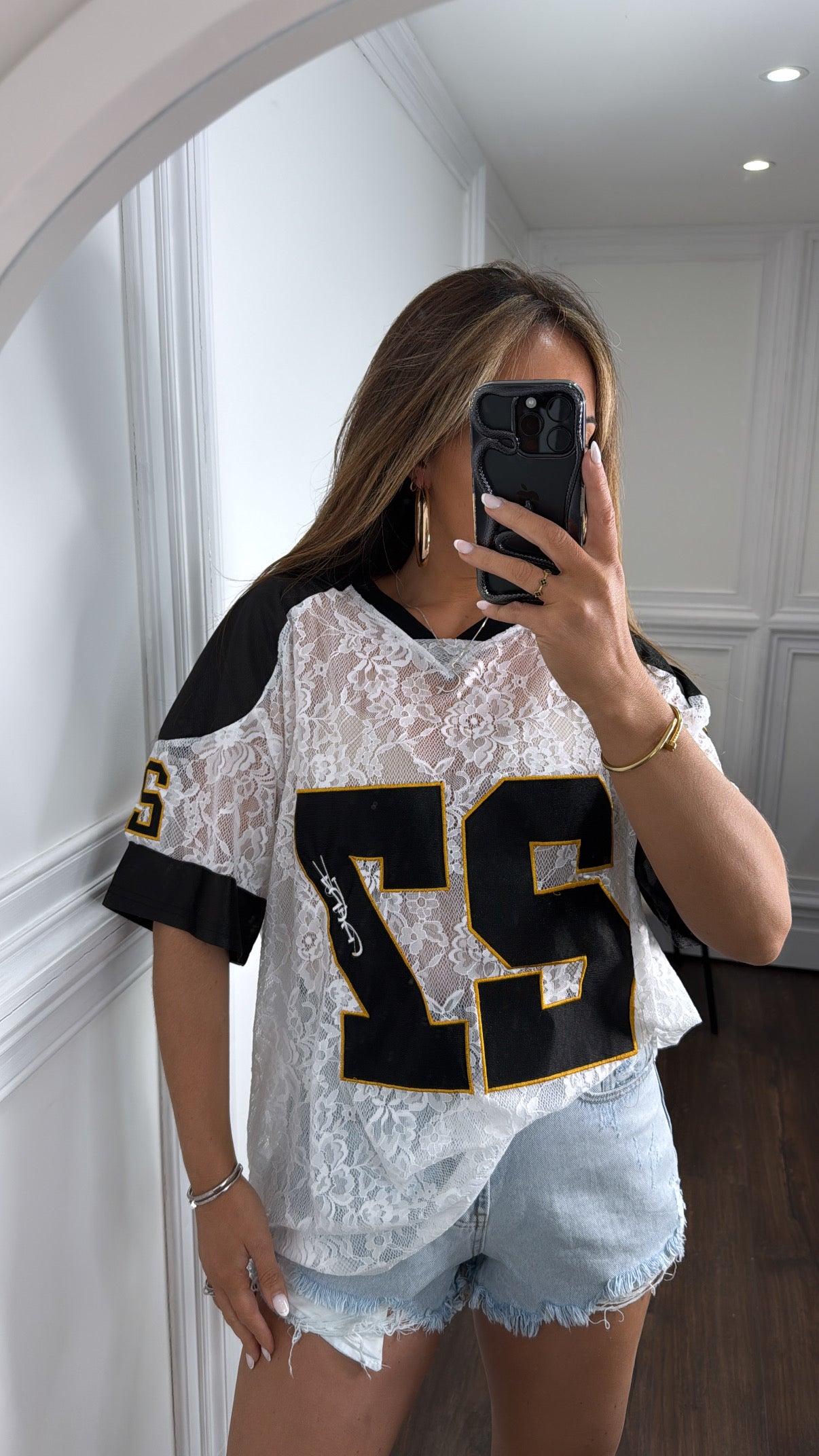 CORIN black and white lace 27 top