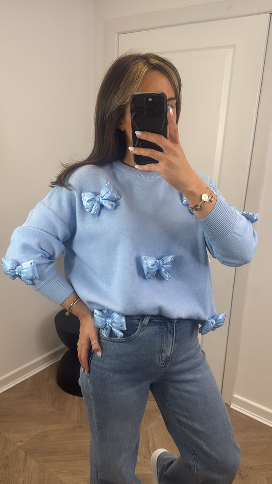 ETTA blue jumper with bows