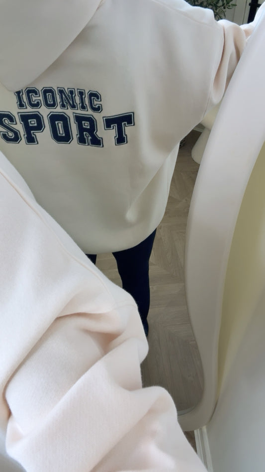 ICONIC beige oversized logo hoody