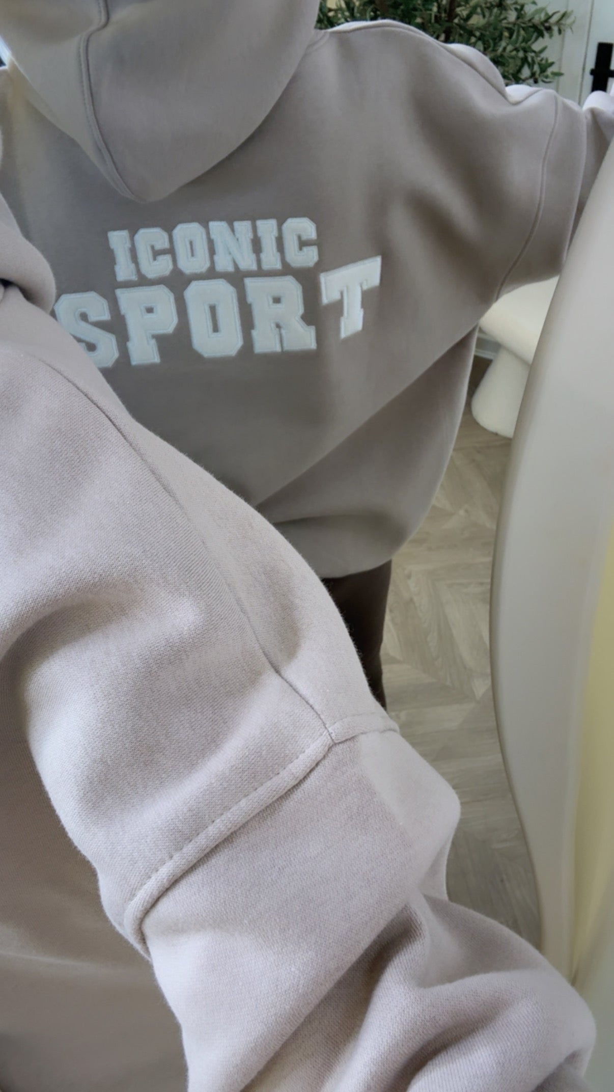 ICONIC taupe oversized logo hoody